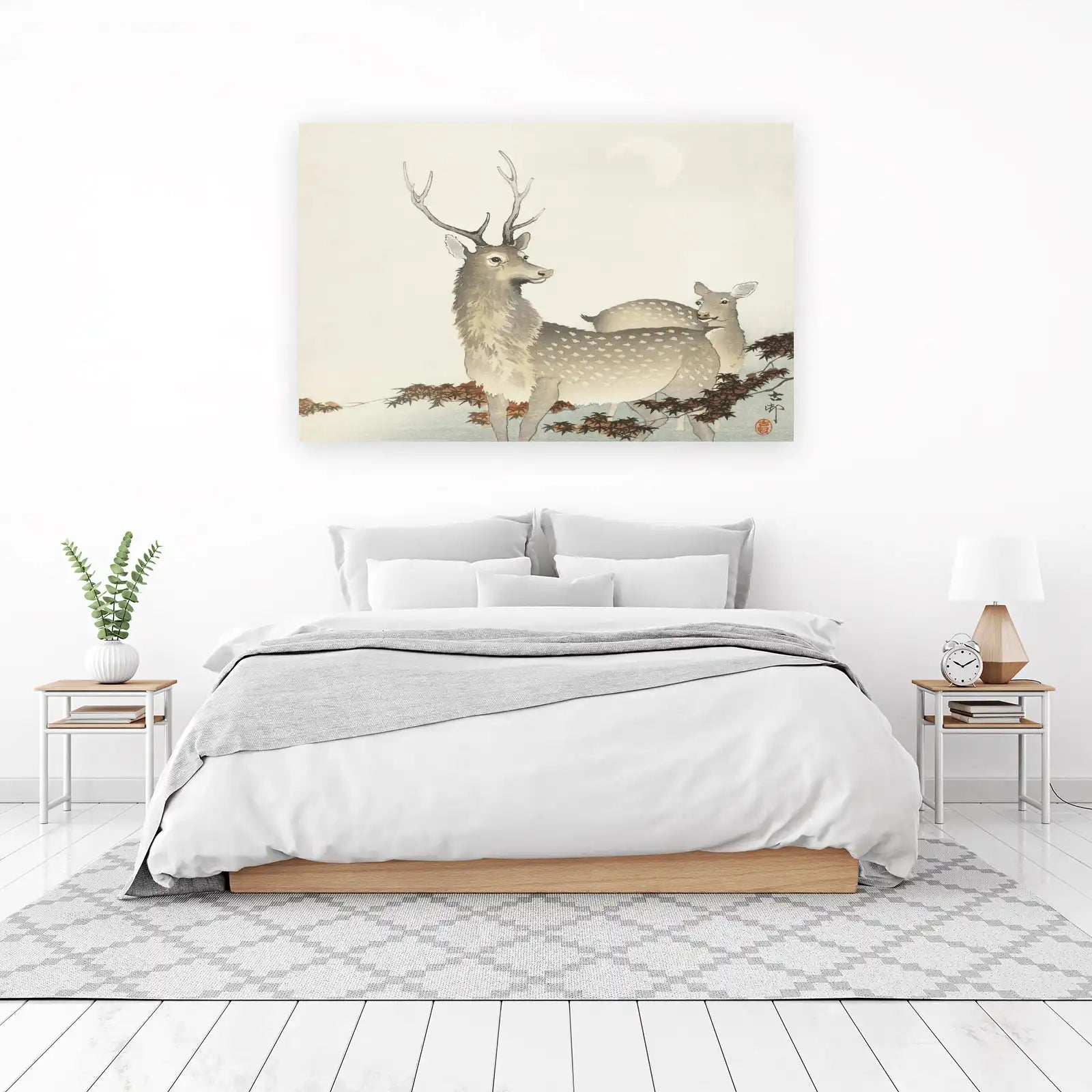 Majestic Deer Moonlit Autumn Forest Wall Art