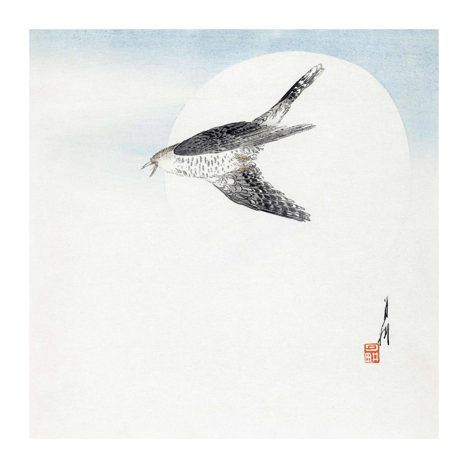 Serene Flight Bird Moon Art Wall Art