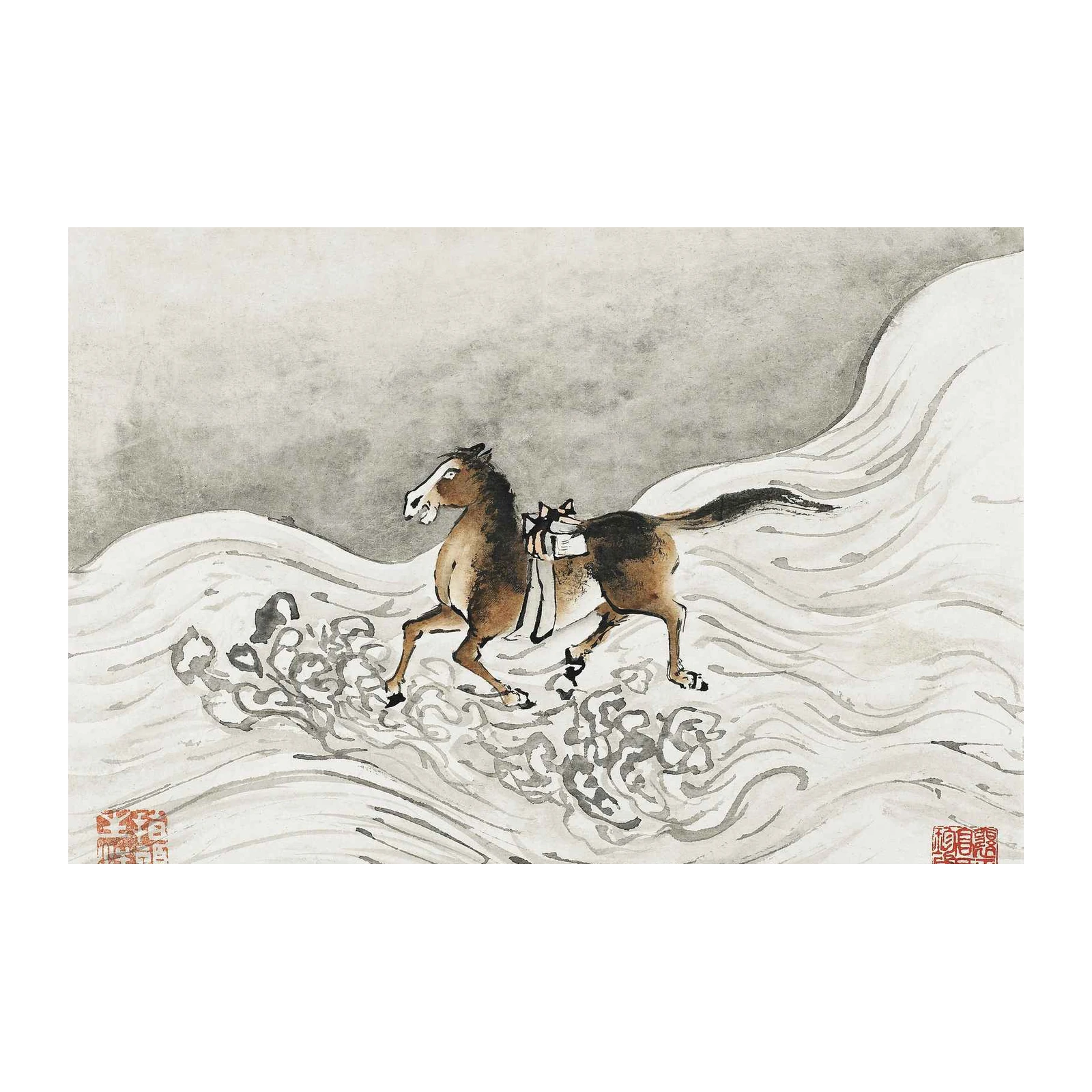 Majestic Horse Through Waves Wall Art