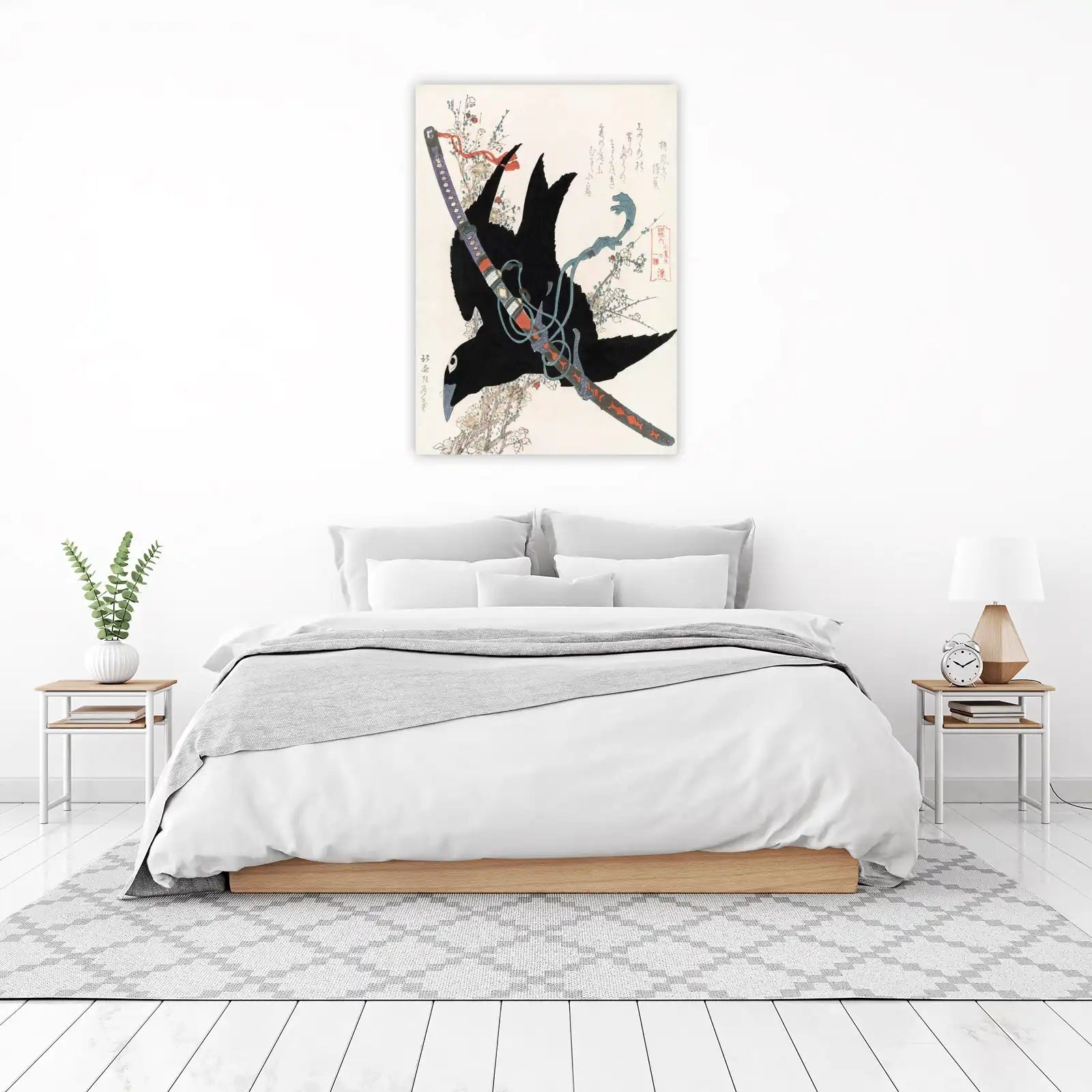Samurai Crow & Katana Japanese Art Wall Art