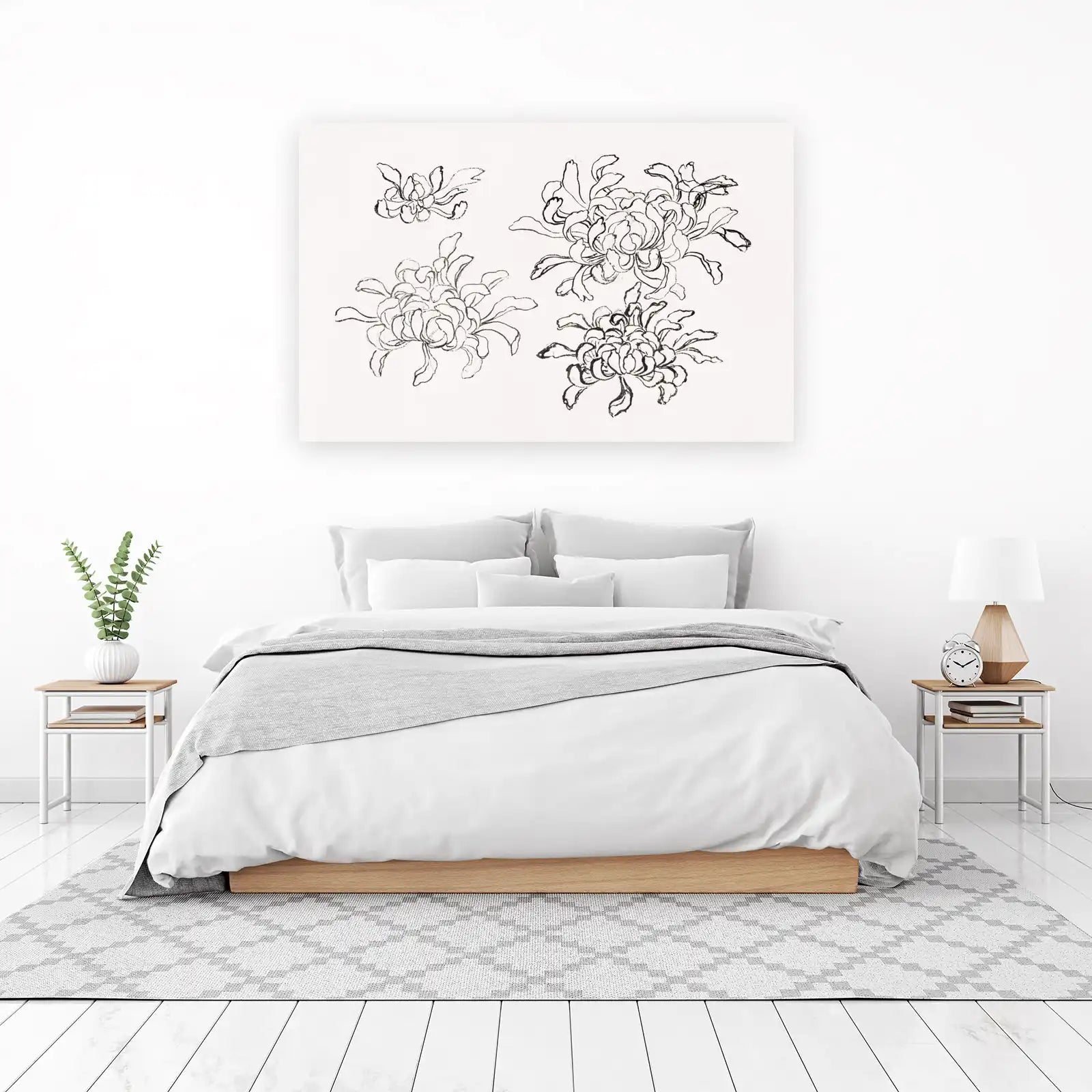 Elegant Chrysanthemum Line Art Wall Art