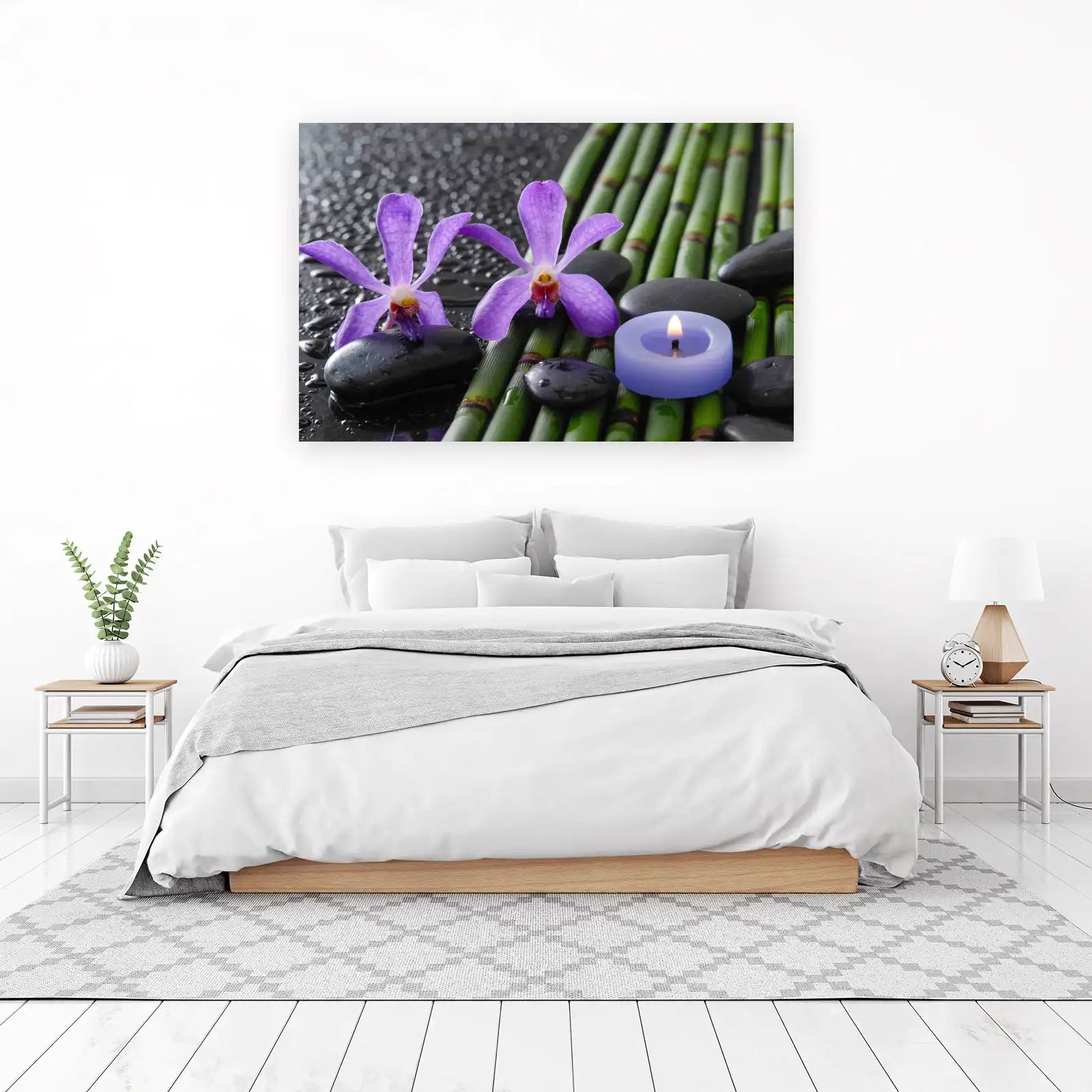 Serene Purple Orchid & Bamboo Wall Art