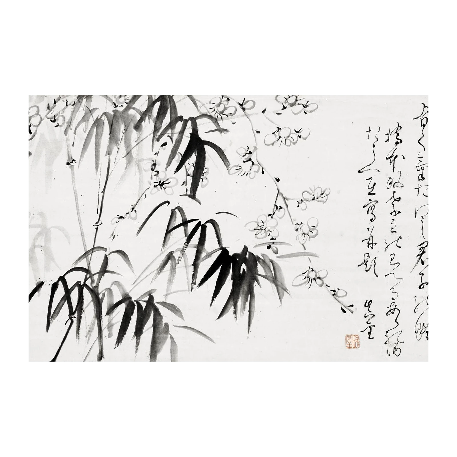 Serene Bamboo & Blossom Zen Art Wall Art