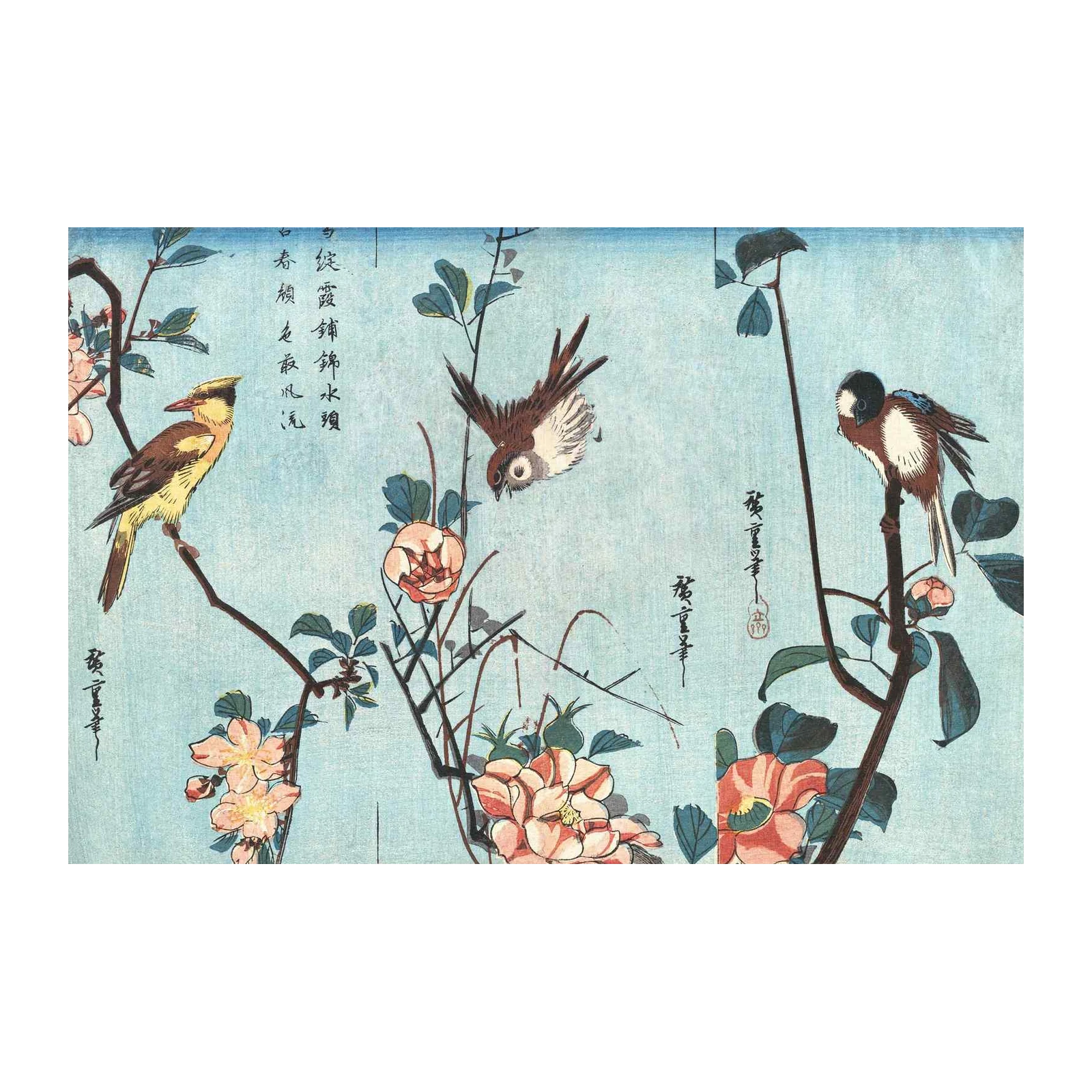 Japanese Birds & Camellias Wall Art