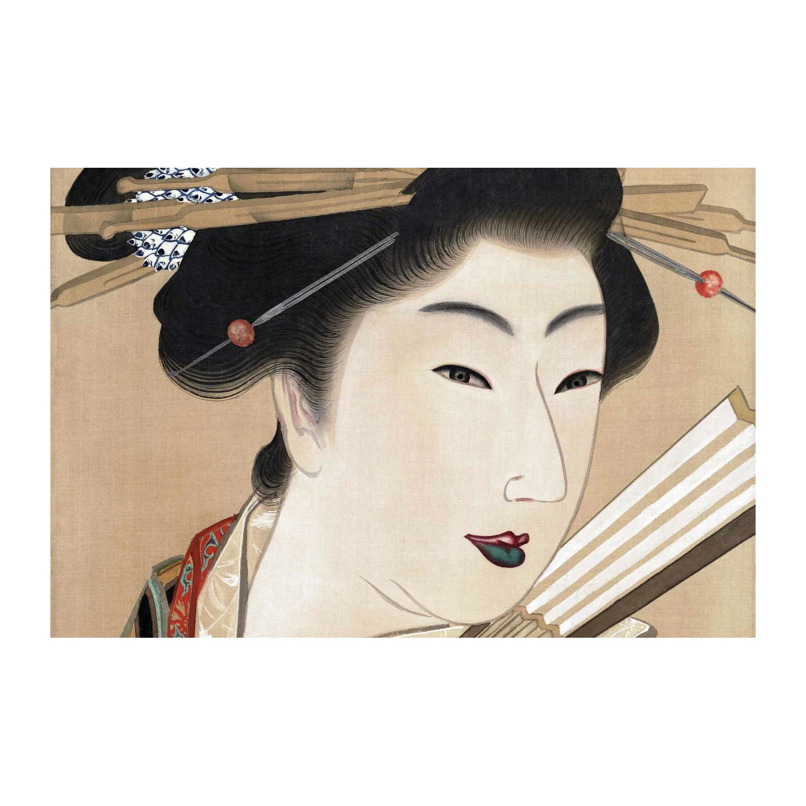 Elegant Geisha Fan Japanese Art Wall Art