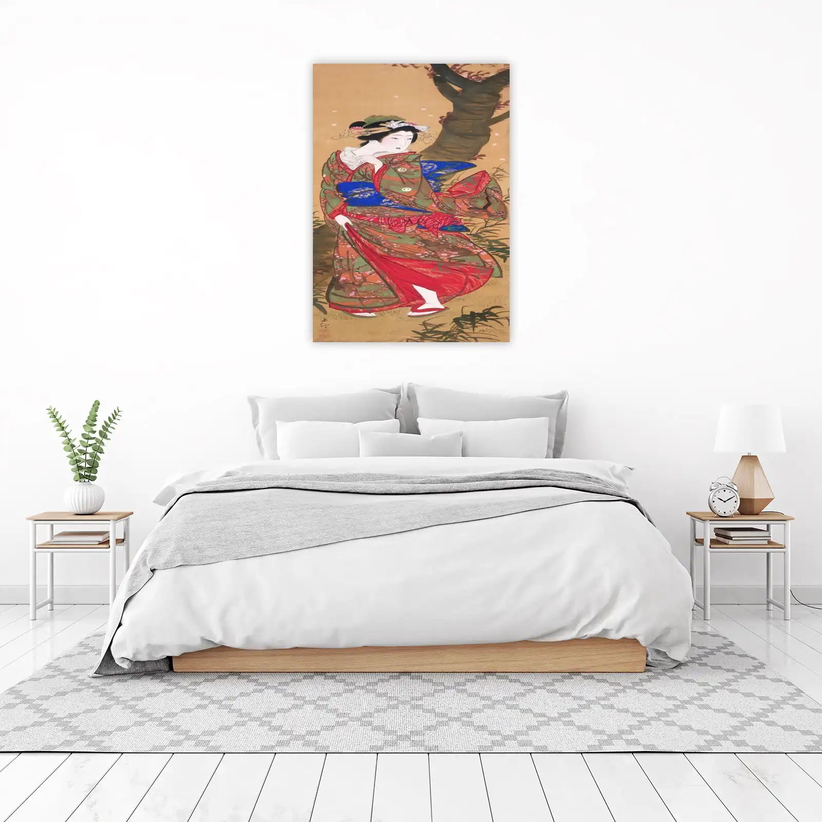 Elegant Geisha Blossom Japanese Art Wall Art