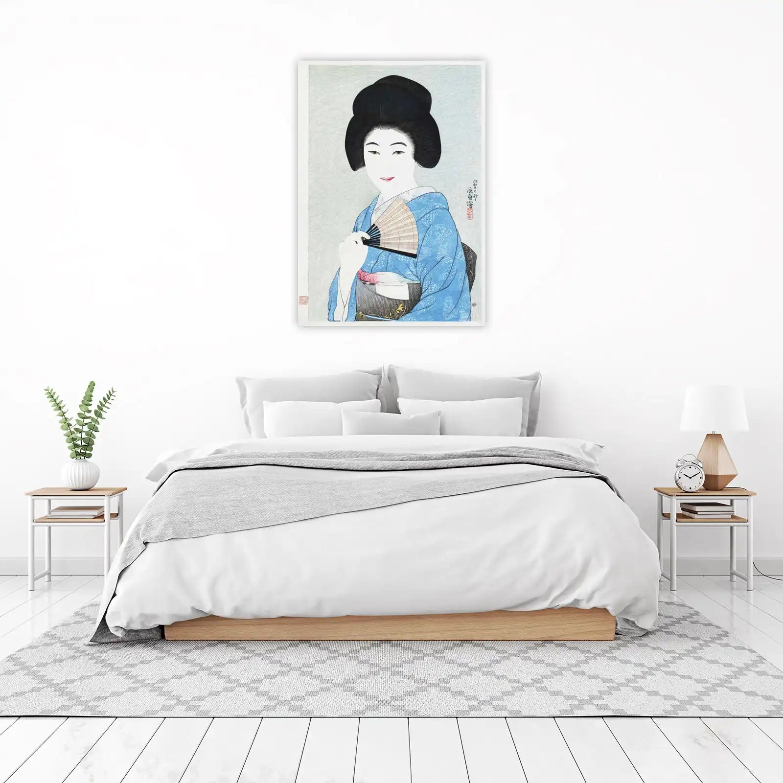 Elegant Japanese Beauty with Fan Wall Art