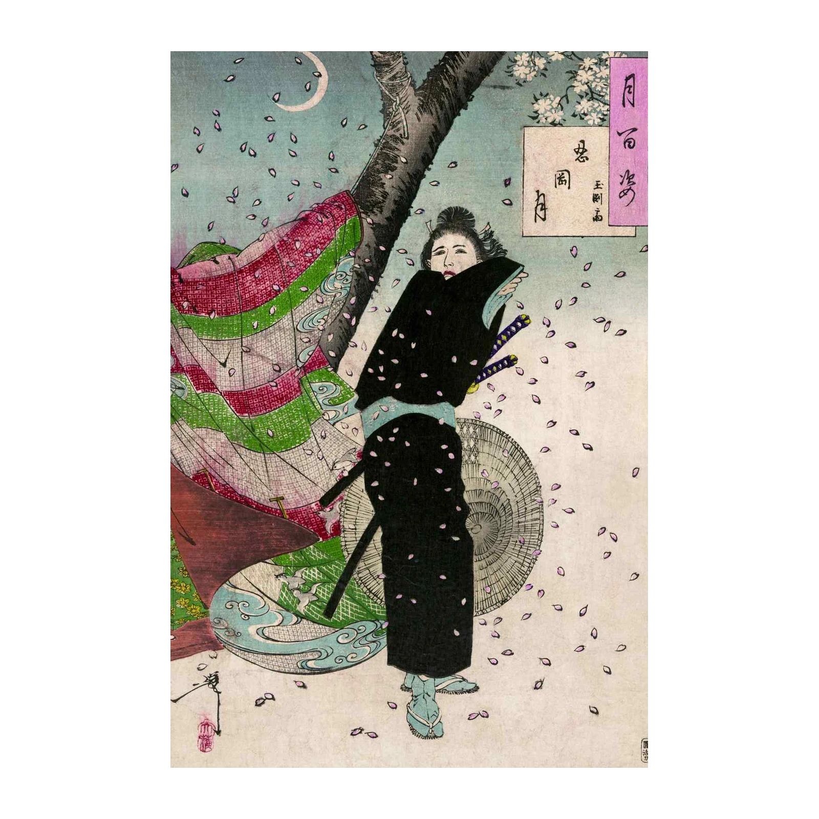 Samurai Warrior Cherry Blossom Wall Art