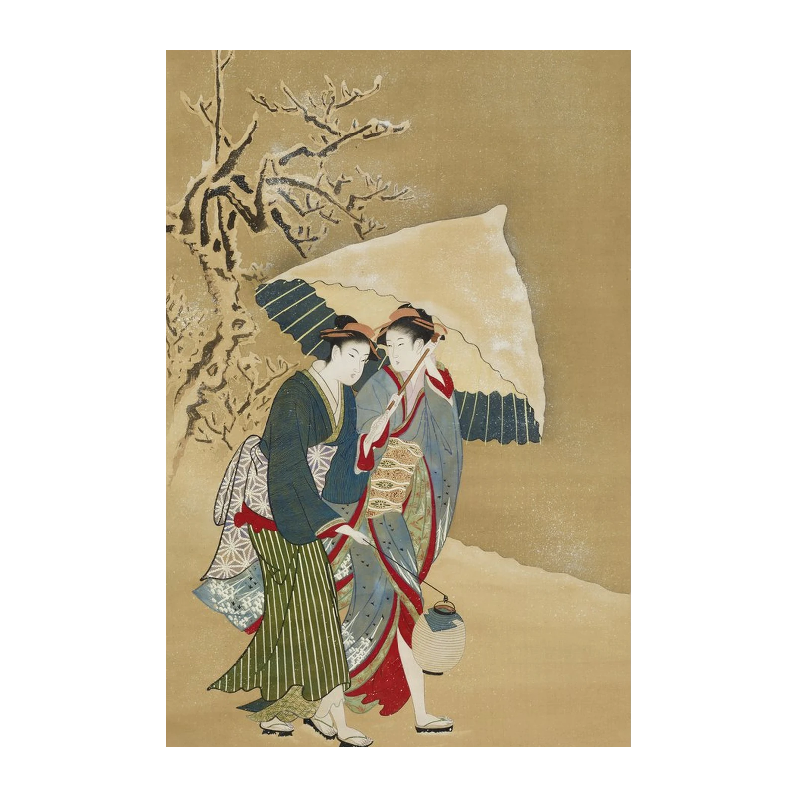 Japanese Winter Scene Women Wall Art