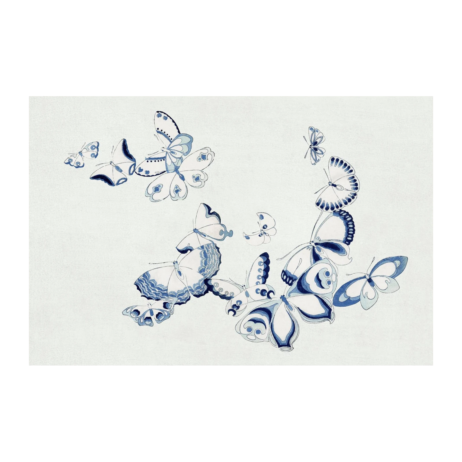 Blue Butterfly Swirl Wall Art