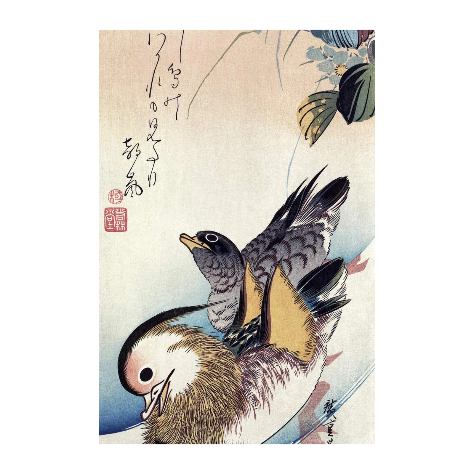 Mandarin Ducks Serene Pond Wall Art