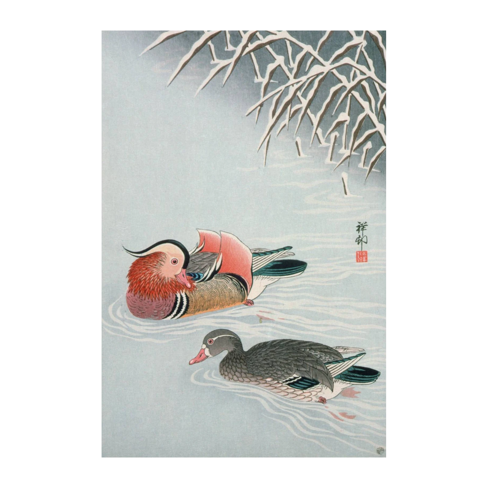 Mandarin Ducks Winter Serenity Wall Art