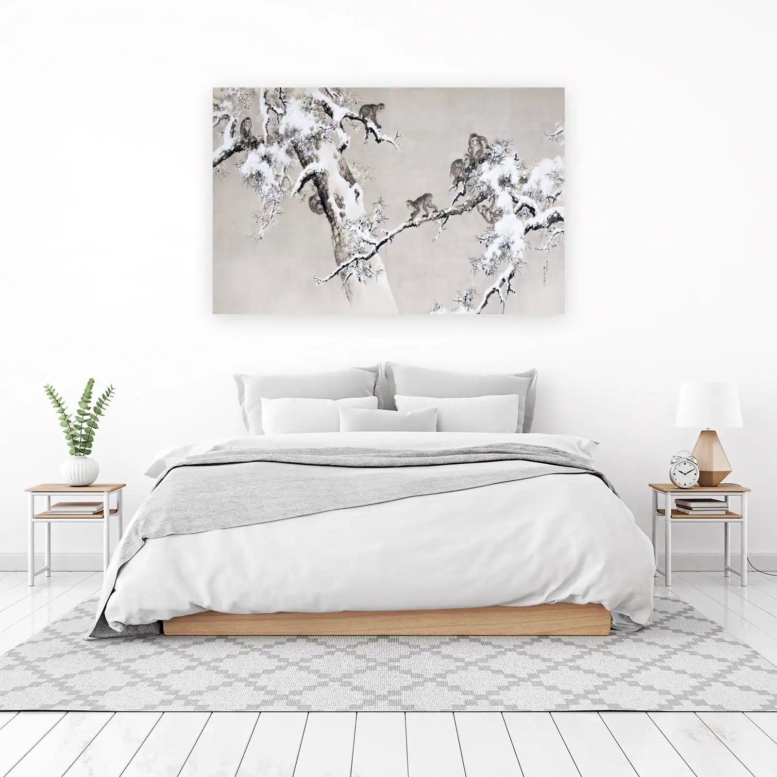 Monkeys in Snow Pine Tree Wall Art