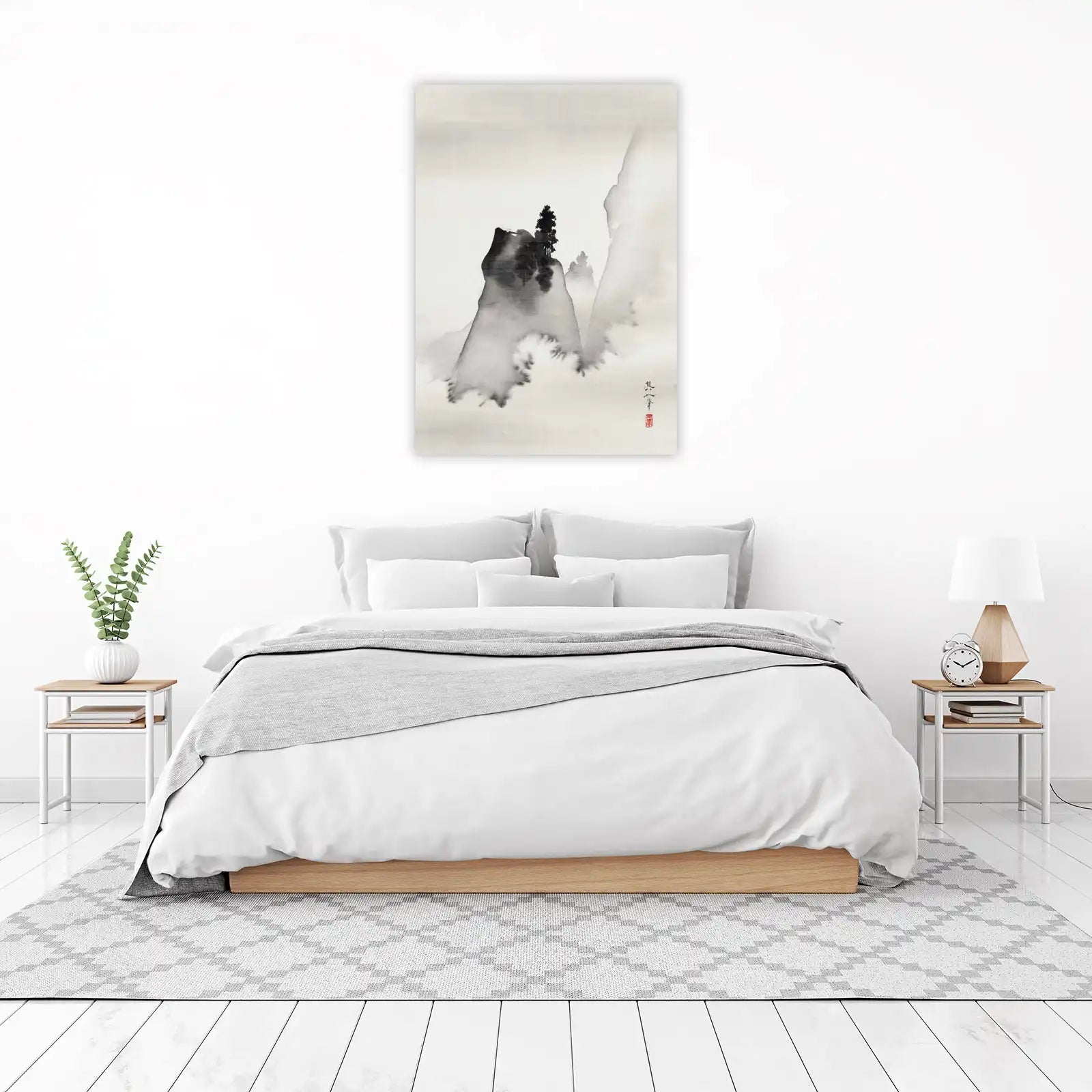 Zen Mountain Serenity Ink Wash Wall Art