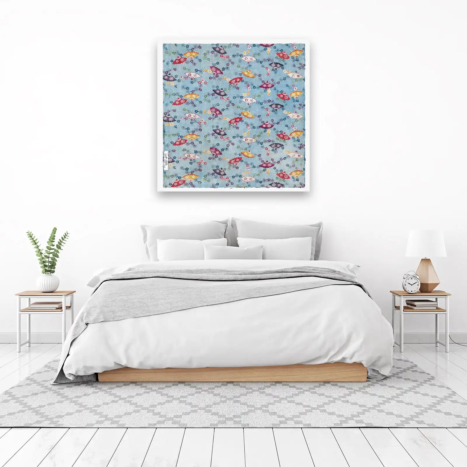 Vibrant Fan & Flower Pattern Wall Art