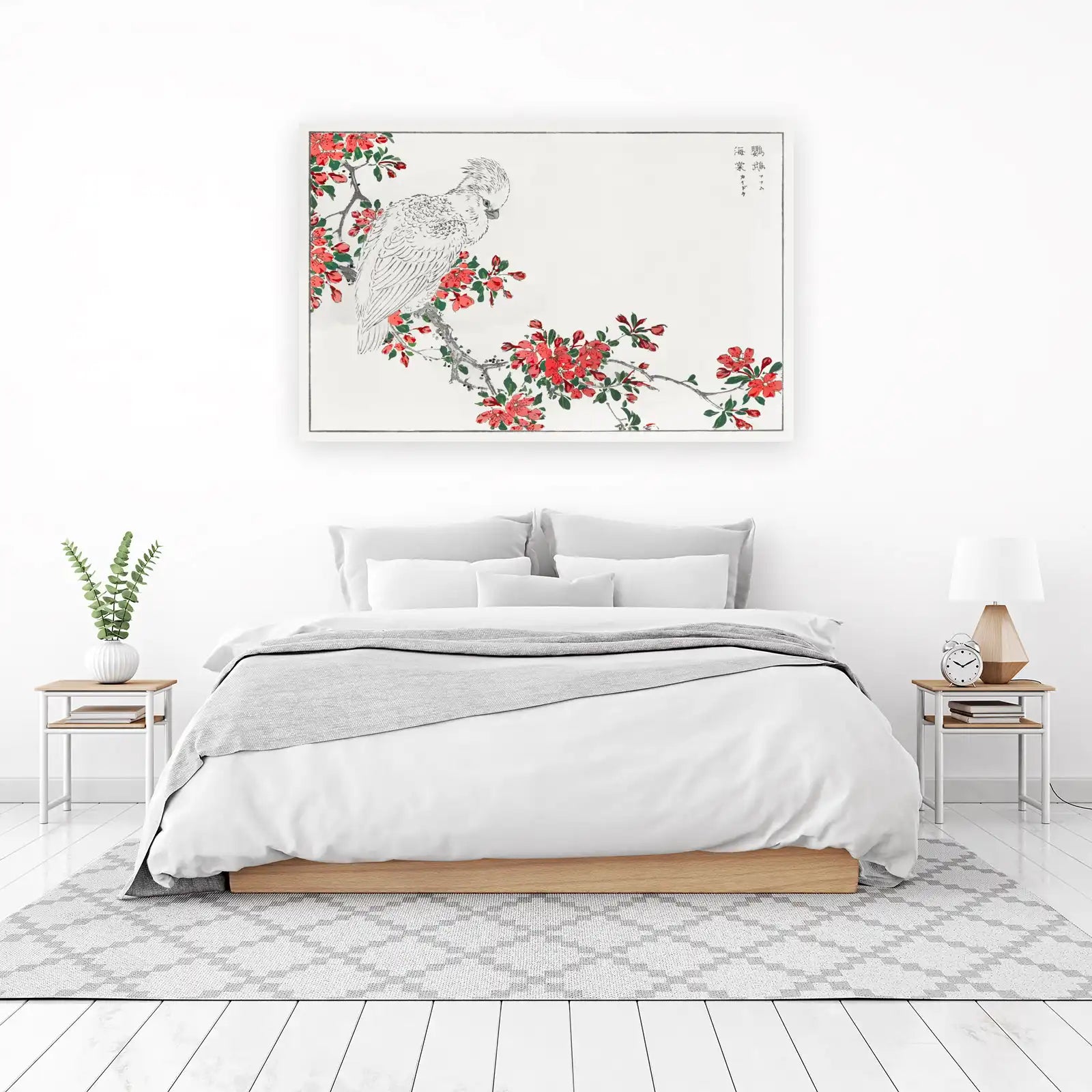Elegant Cockatoo & Cherry Blossom Wall Art
