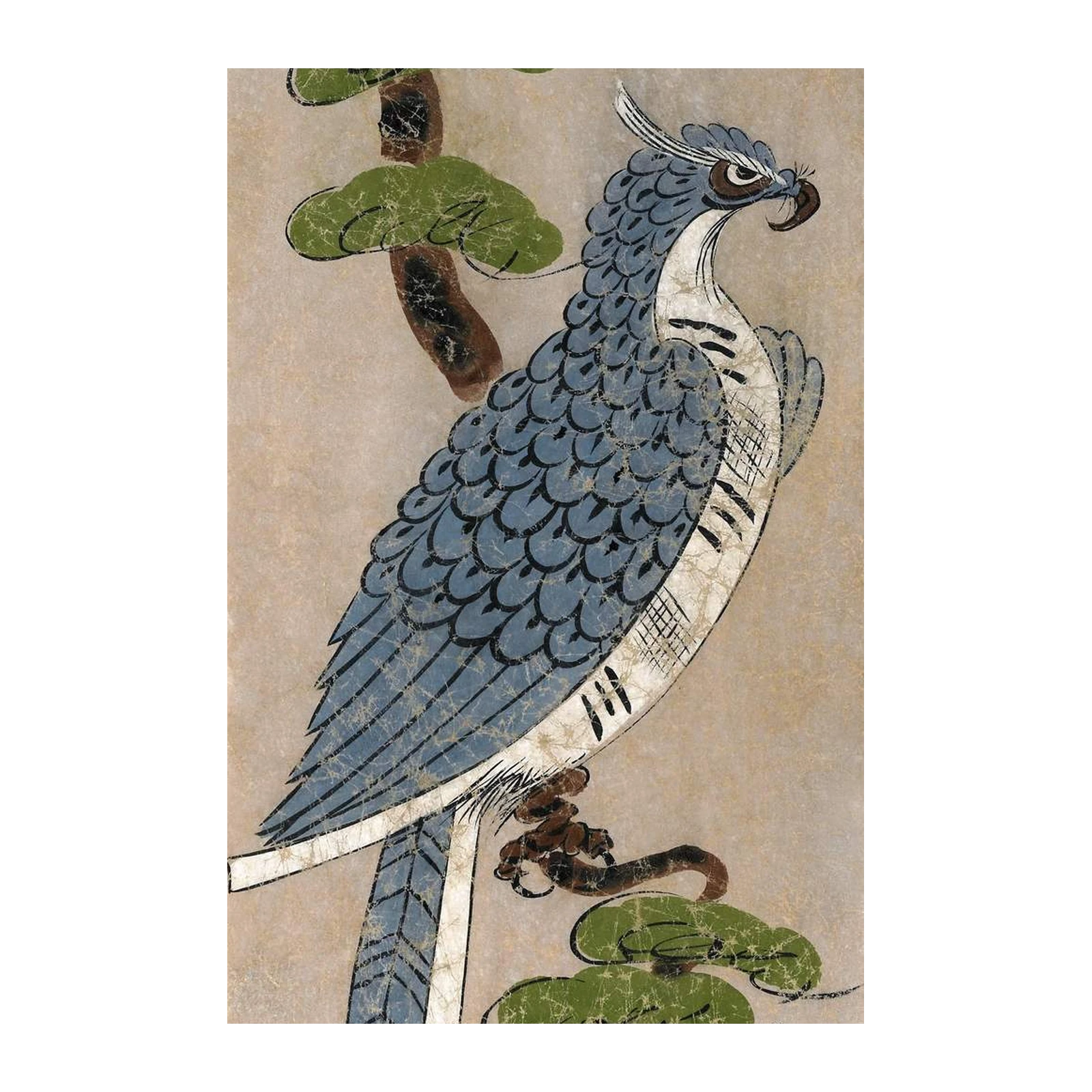 Blue Eagle Pine Tree Asian Art Wall Art