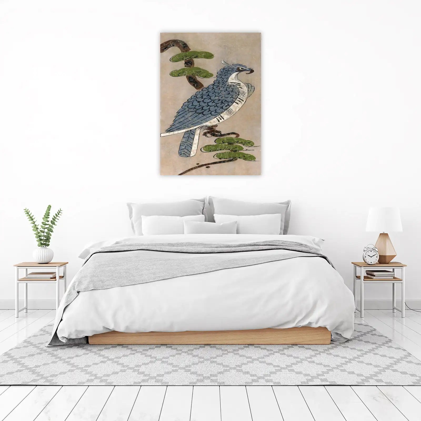 Blue Eagle Pine Tree Asian Art Wall Art