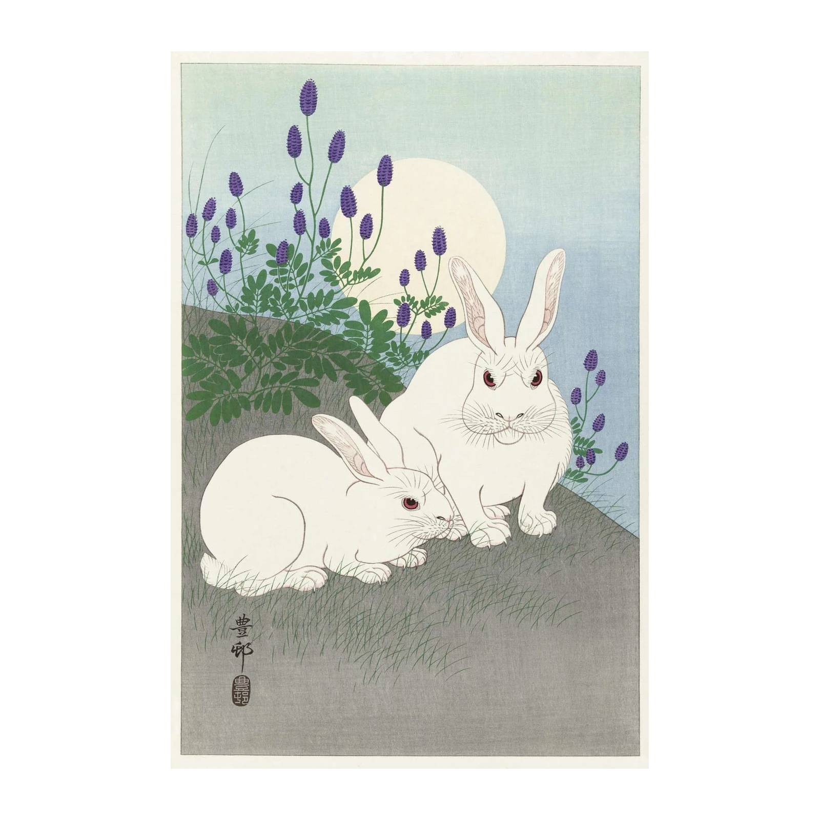 Moonlit Rabbits Serenity Japanese Art Wall Art