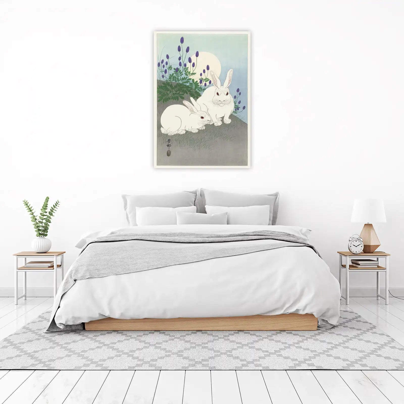 Moonlit Rabbits Serenity Japanese Art Wall Art