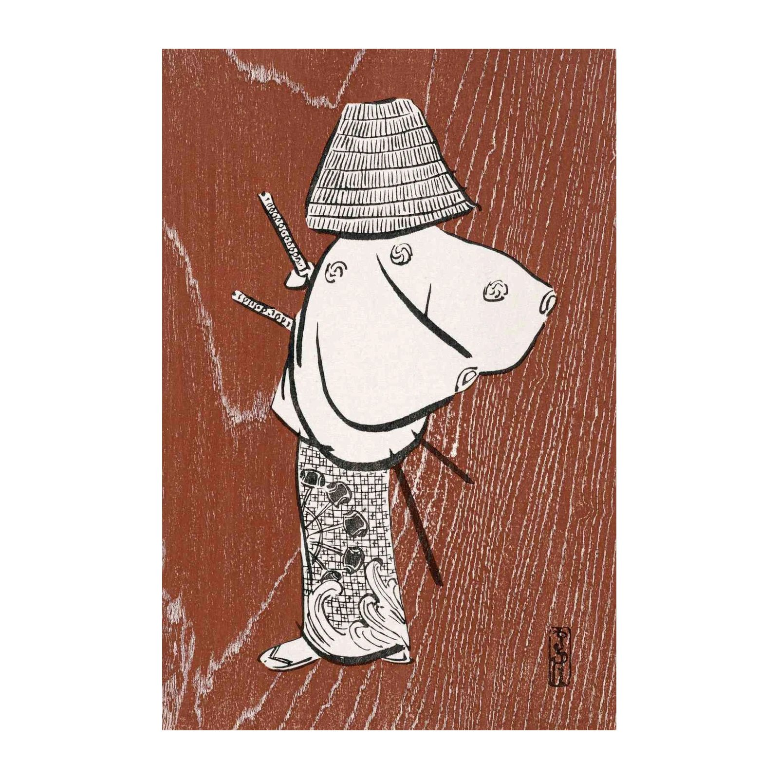 Elegant Samurai Woman Woodblock Wall Art