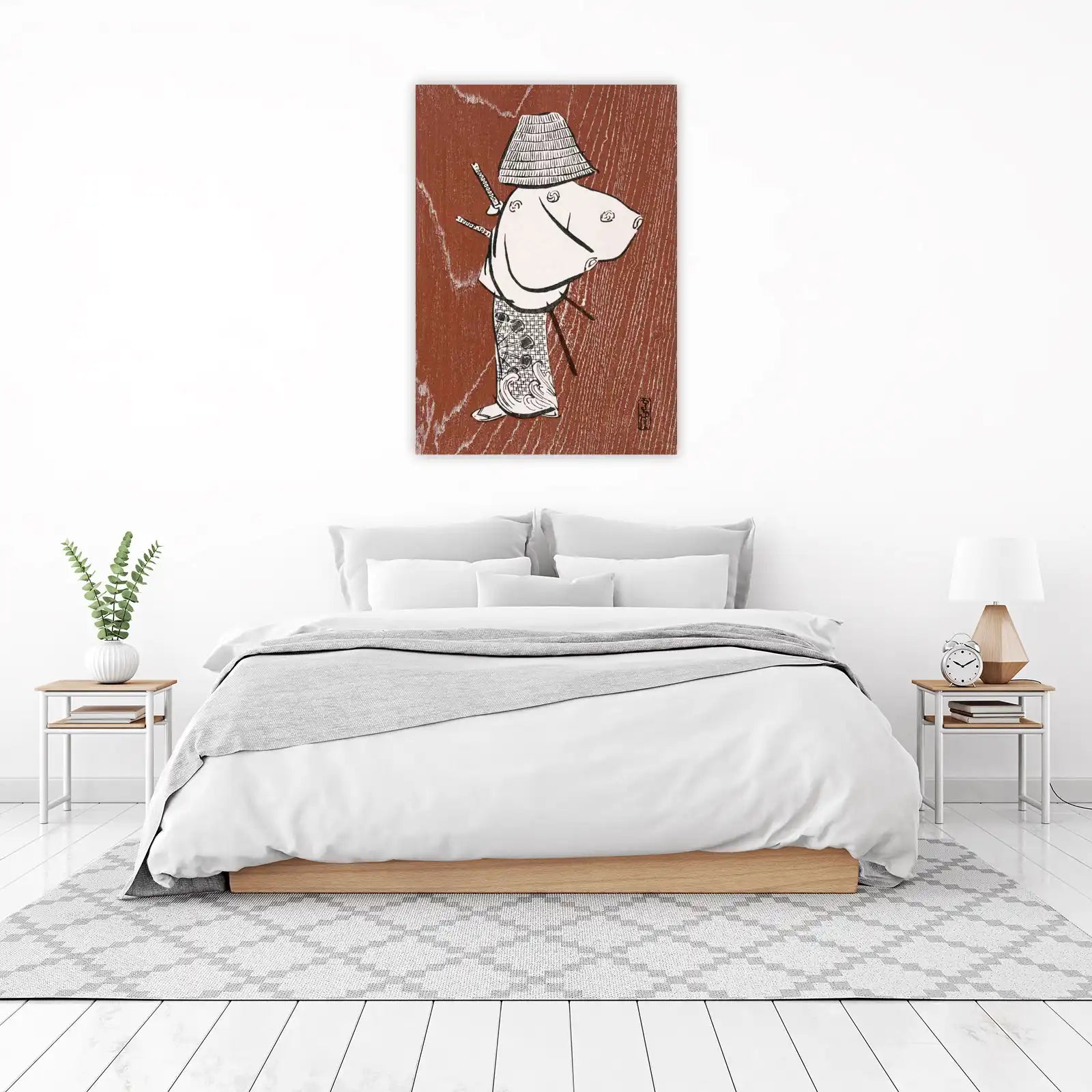 Elegant Samurai Woman Woodblock Wall Art
