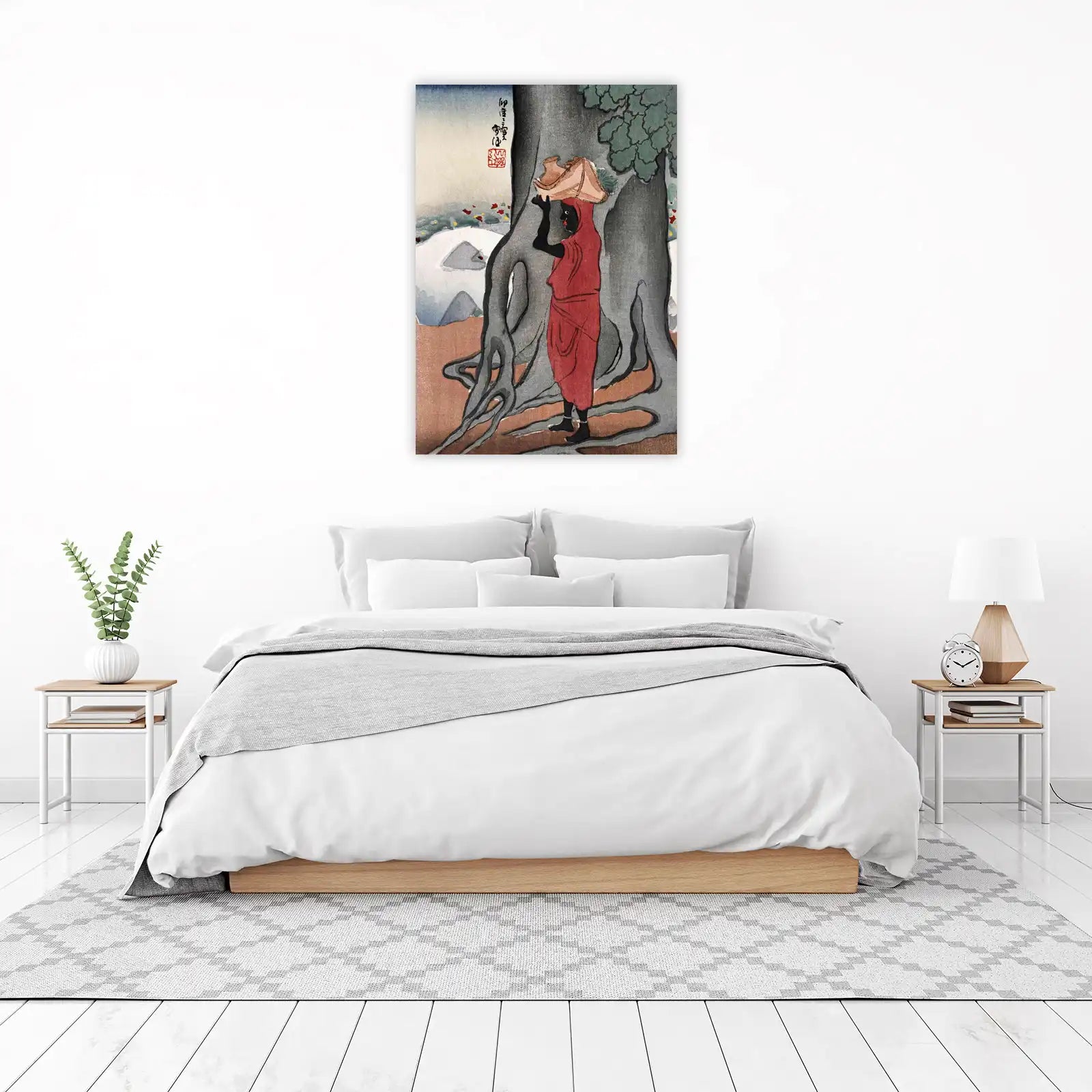 Serene Journey Red Robe Figure Wall Art
