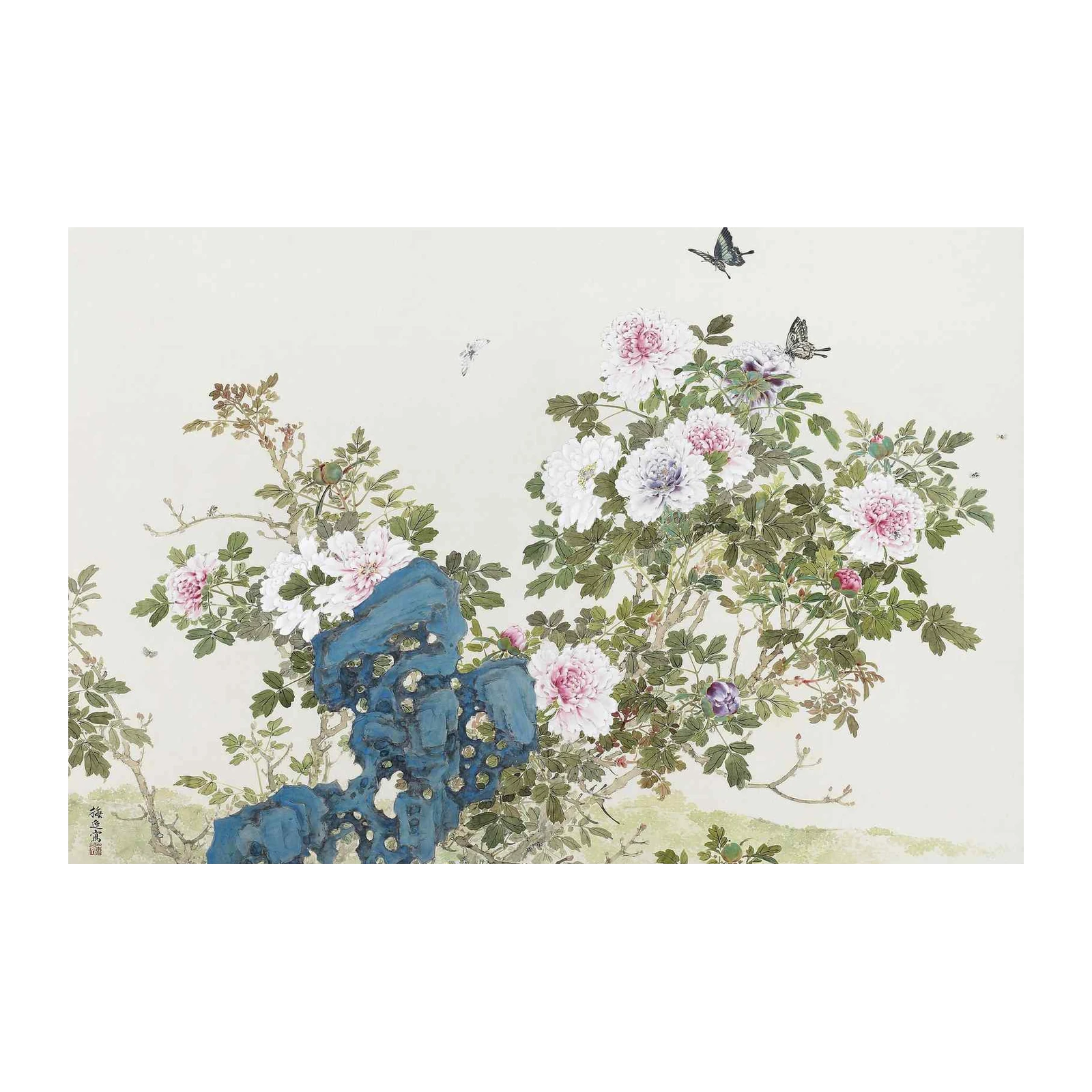 Peony & Butterfly Zen Garden Wall Art