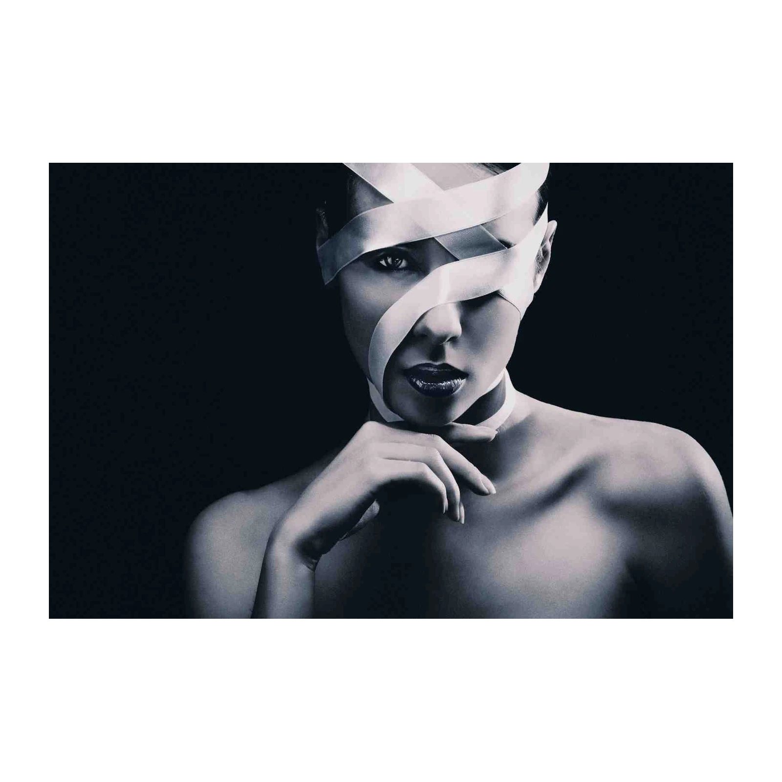 Abstract Elegance Woman with Ribbon Wall Art