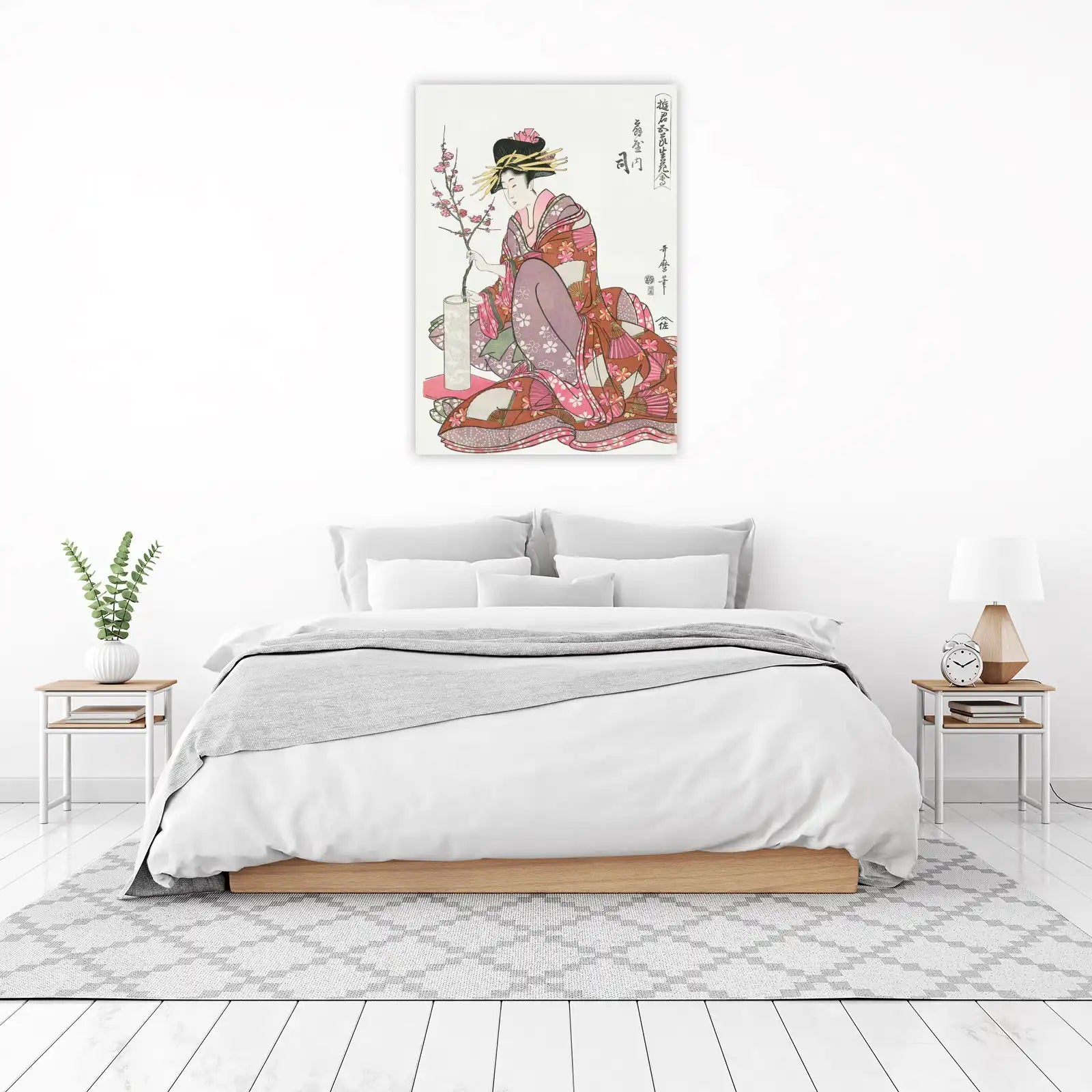 Elegant Geisha Cherry Blossom Wall Art