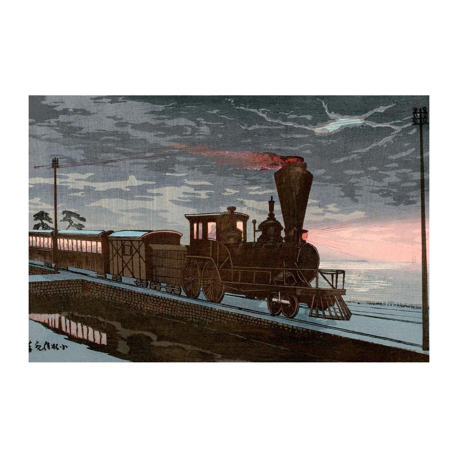 Vintage Train Landscape Wall Art
