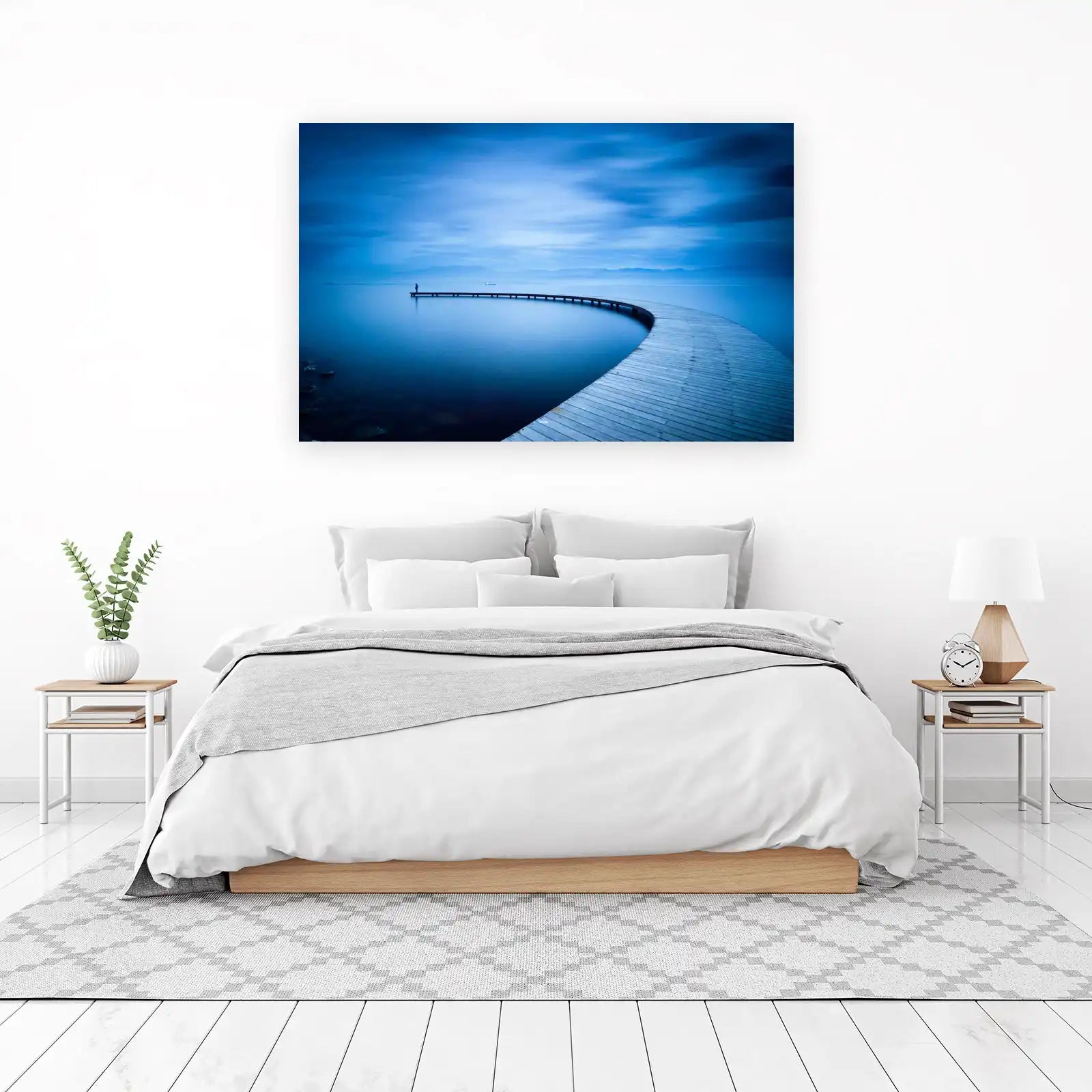 Serene Blue Boardwalk Journey Wall Art