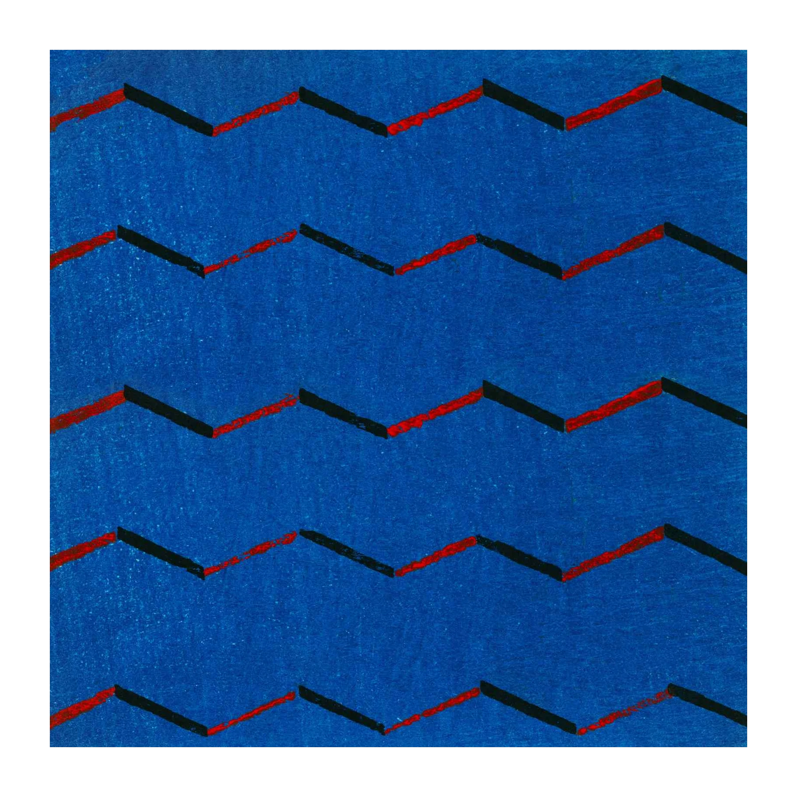 Abstract Blue Zigzag Red Black Wall Art