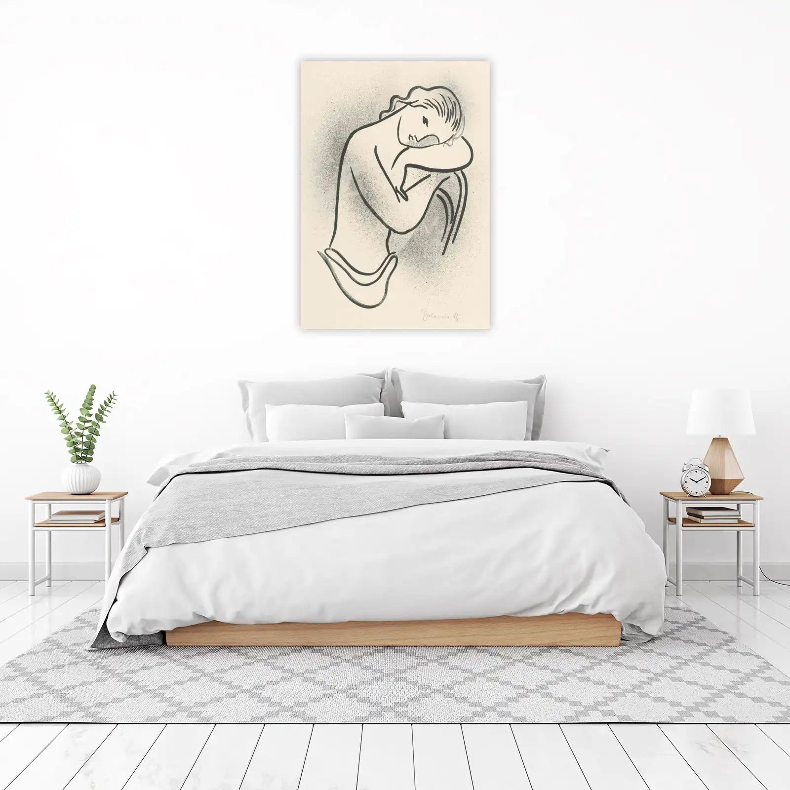 Embrace of Serenity Minimalist Figure Wall Art