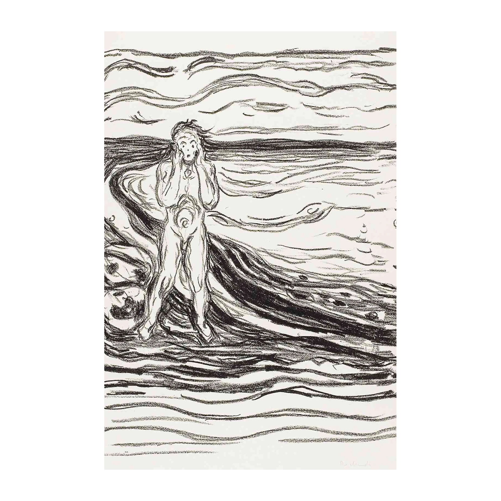 Expressive 'The Scream' Sketch Wall Art