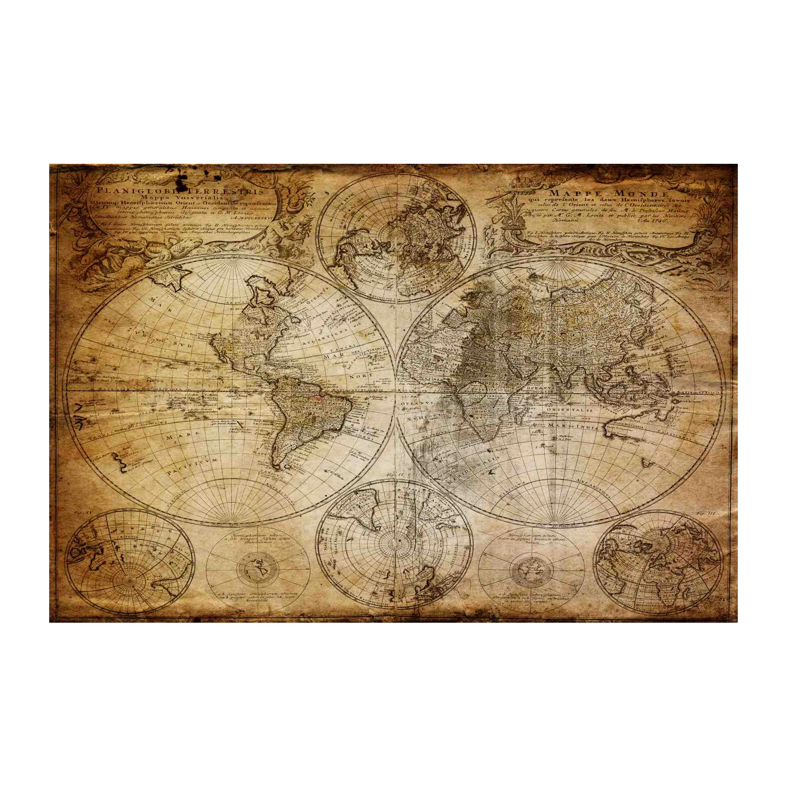 Vintage World Map Vintage Wall Art