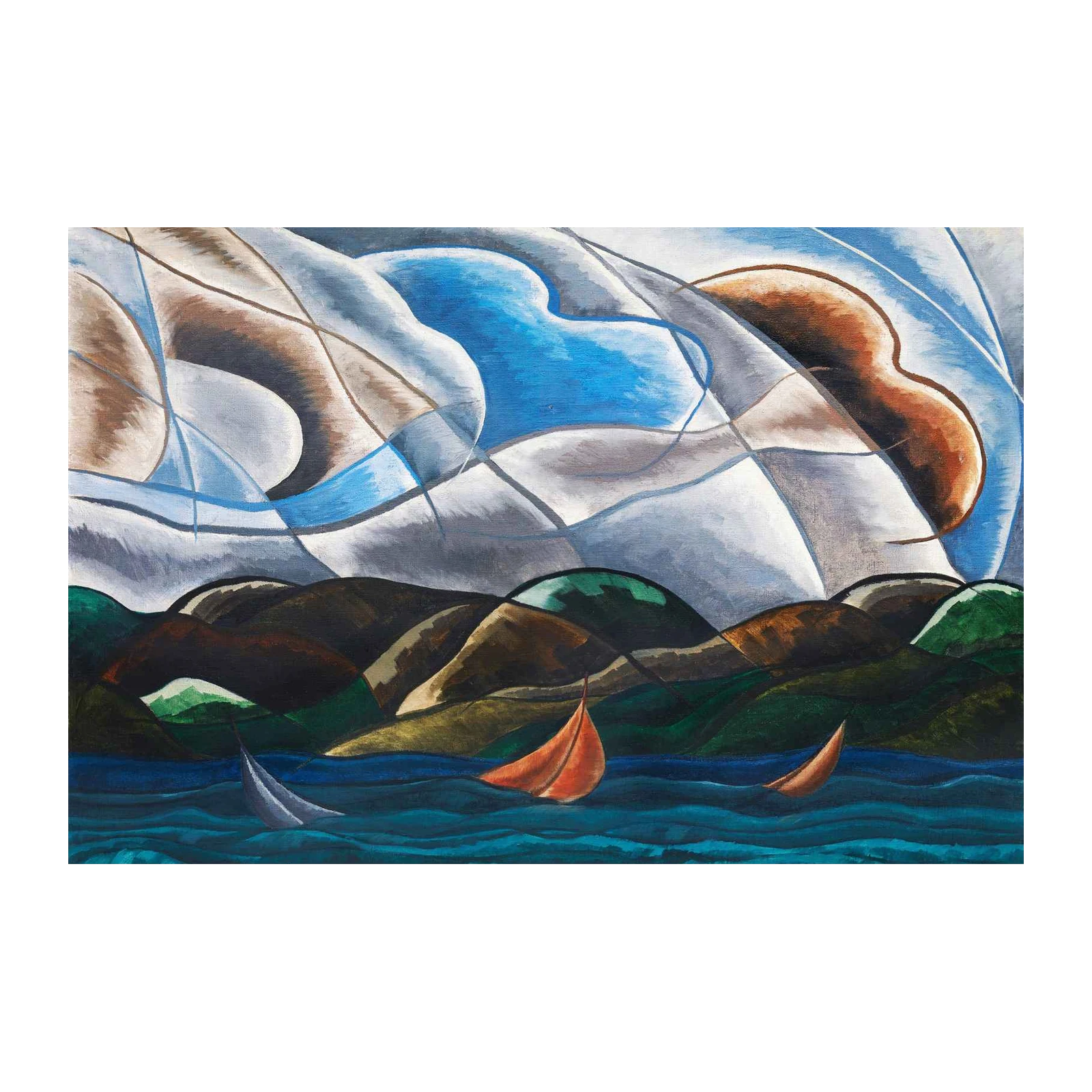 Modern Sailboat Seascape Wall Art