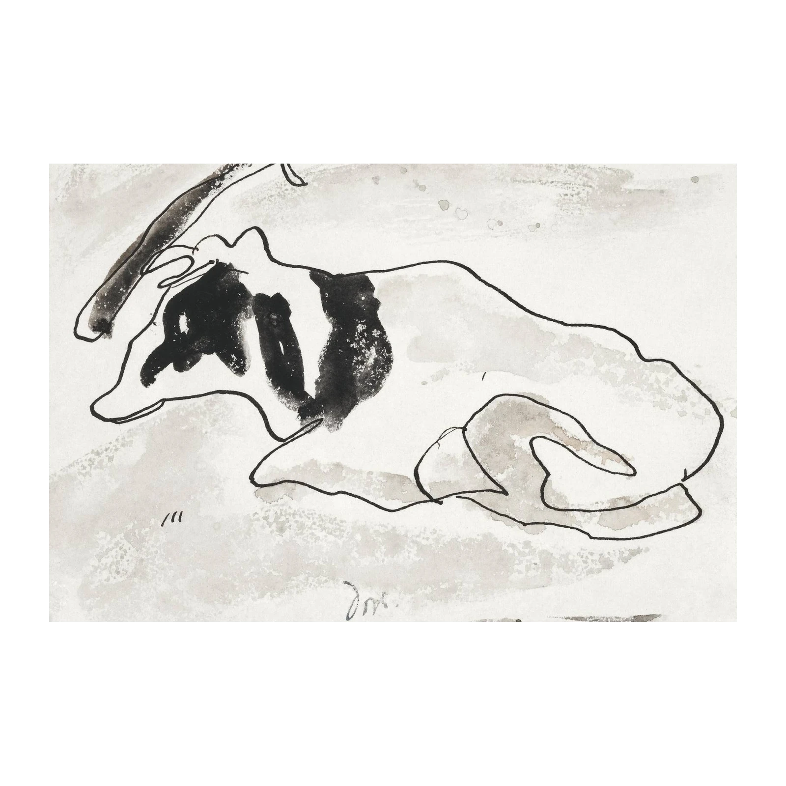 Serene Cow Sketch Minimalist Wall Art