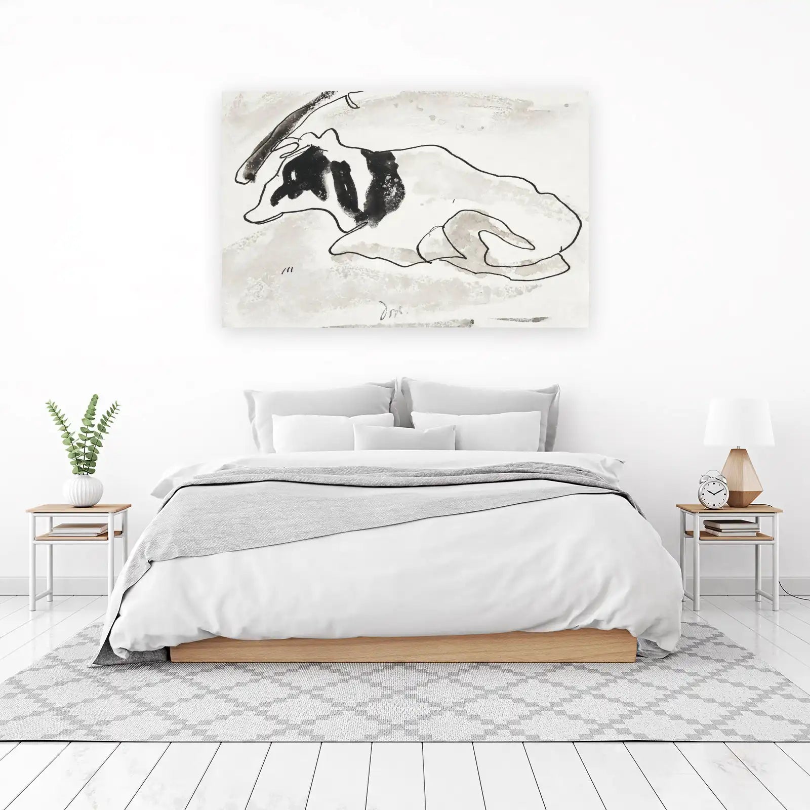 Serene Cow Sketch Minimalist Wall Art