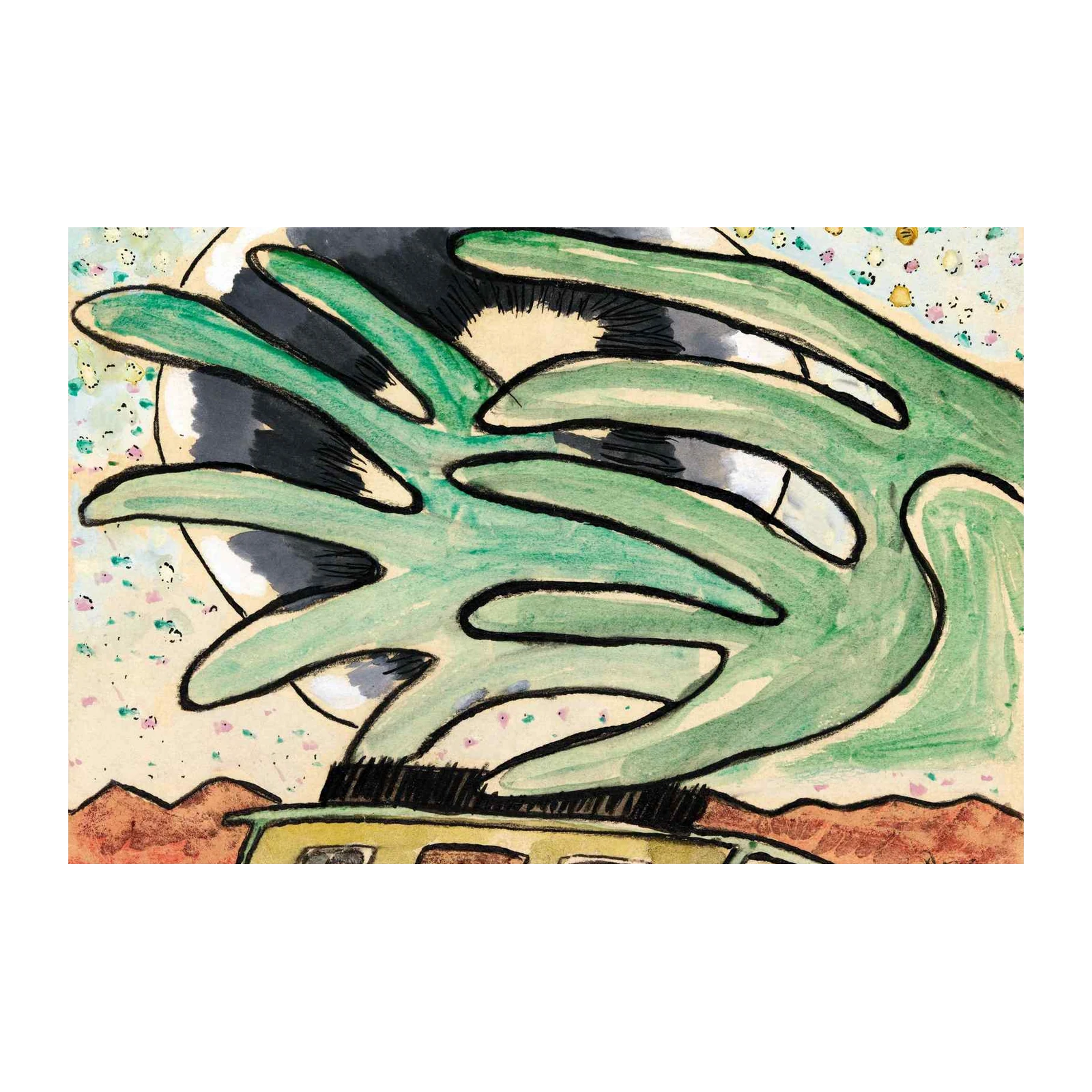 Abstract Green Hand Mid-Century Modern Wall Art