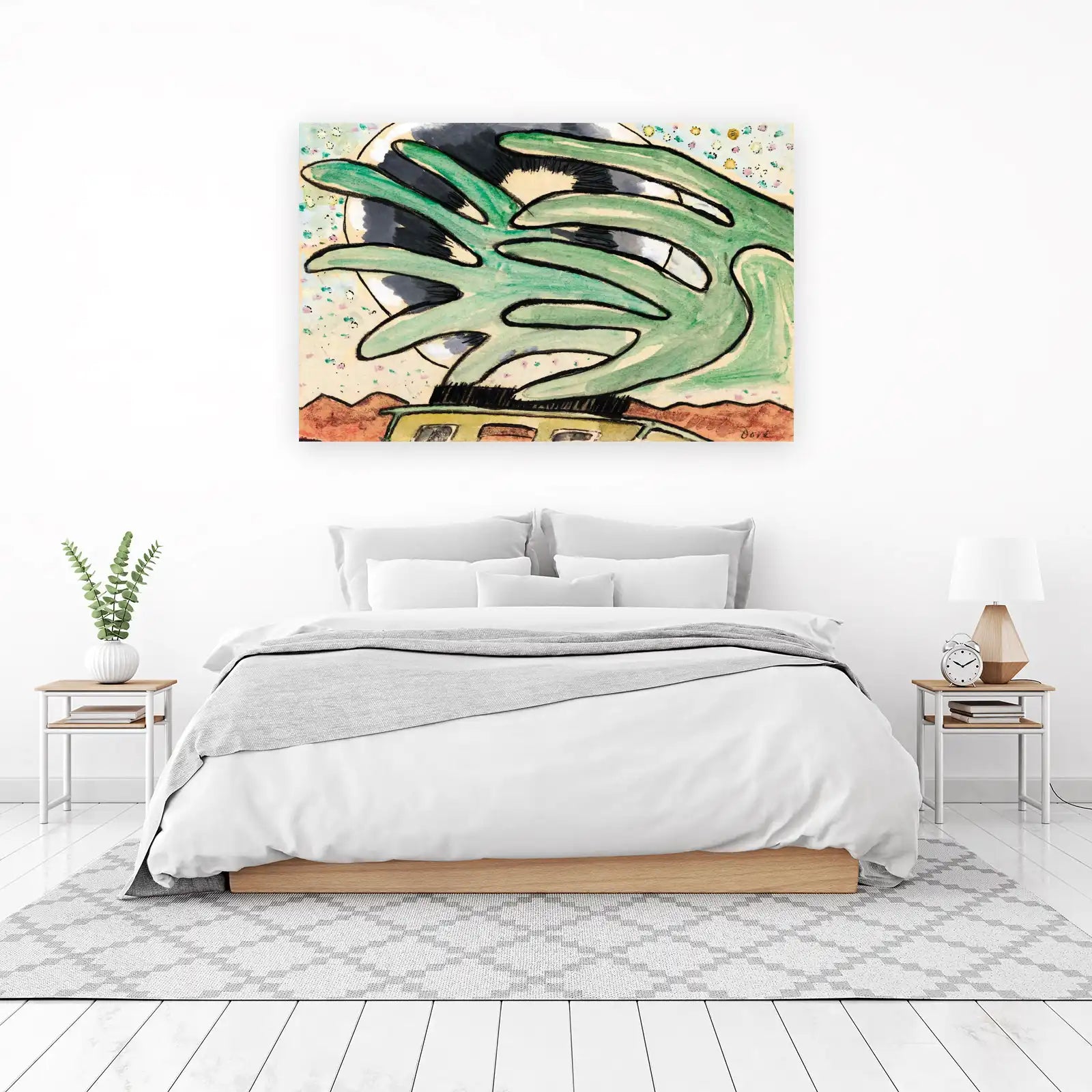 Abstract Green Hand Mid-Century Modern Wall Art