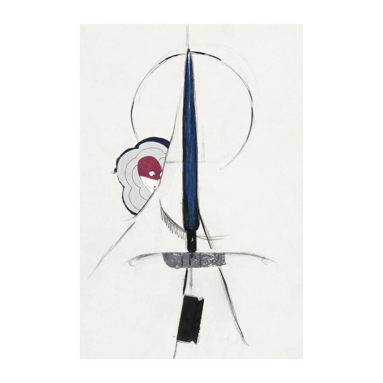 Abstract Blue Figure Sketch Wall Art