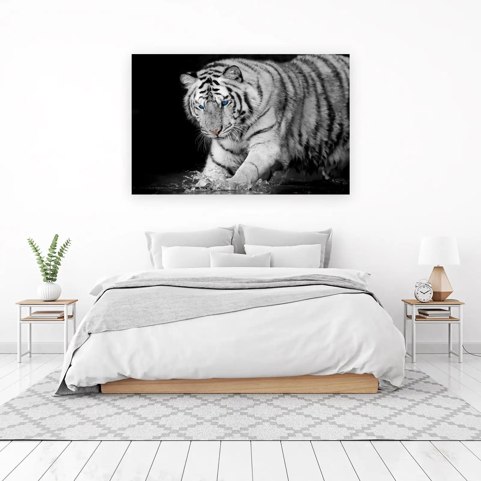 Majestic White Tiger Blue Eyes Wall Art
