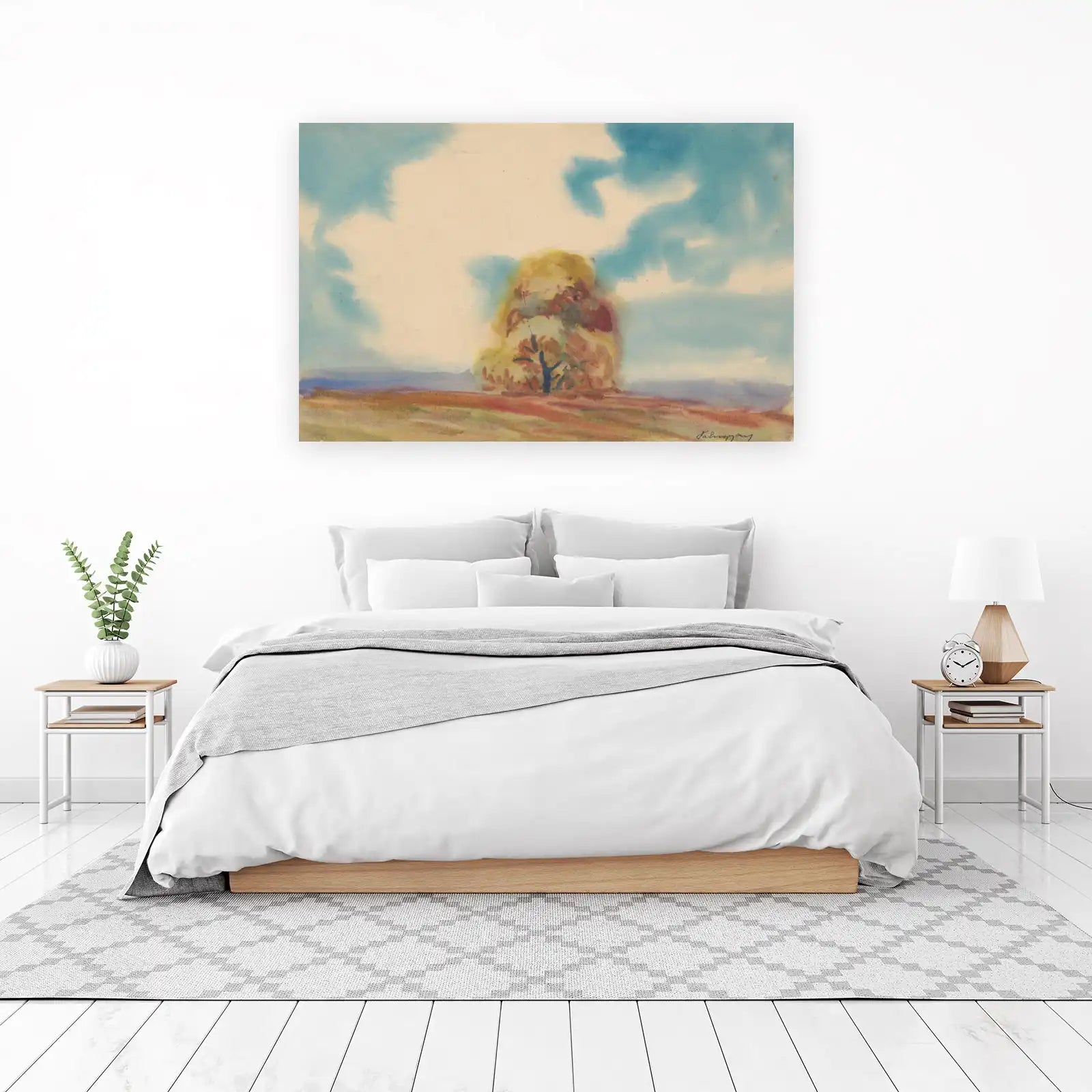 Autumn Tree Watercolor Landscape Wall Art