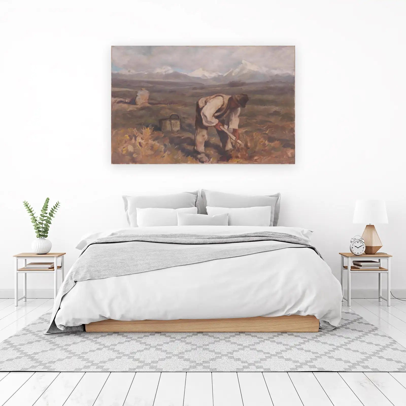 Farmer Tilling Field Vintage Landscape Wall Art