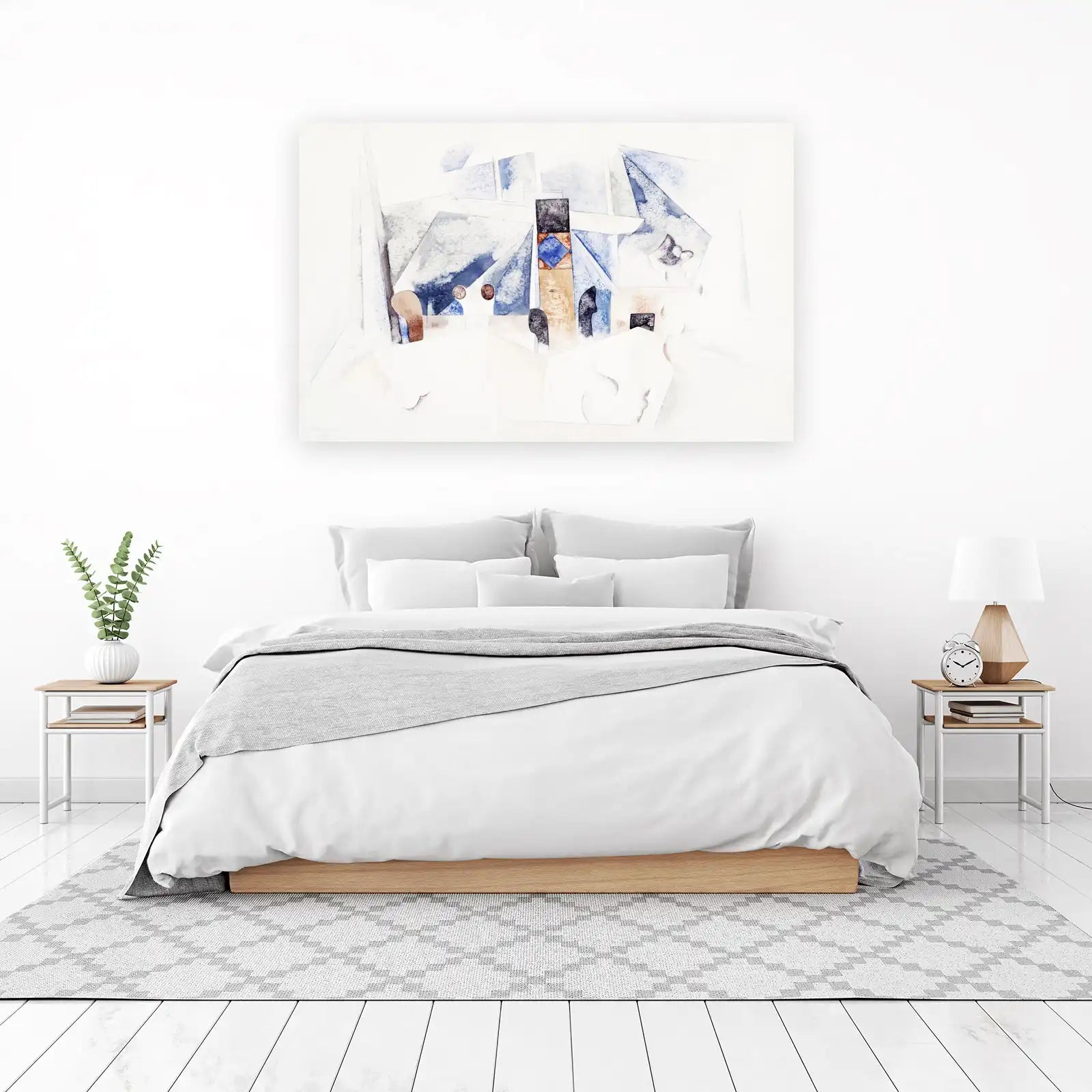 Abstract Figures & Forms Blue Watercolor Wall Art