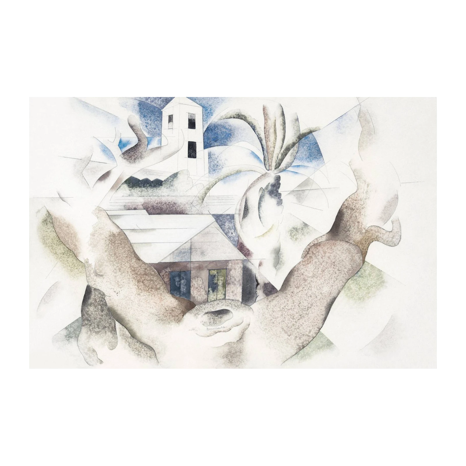 Abstract Landscape with Church Wall Art