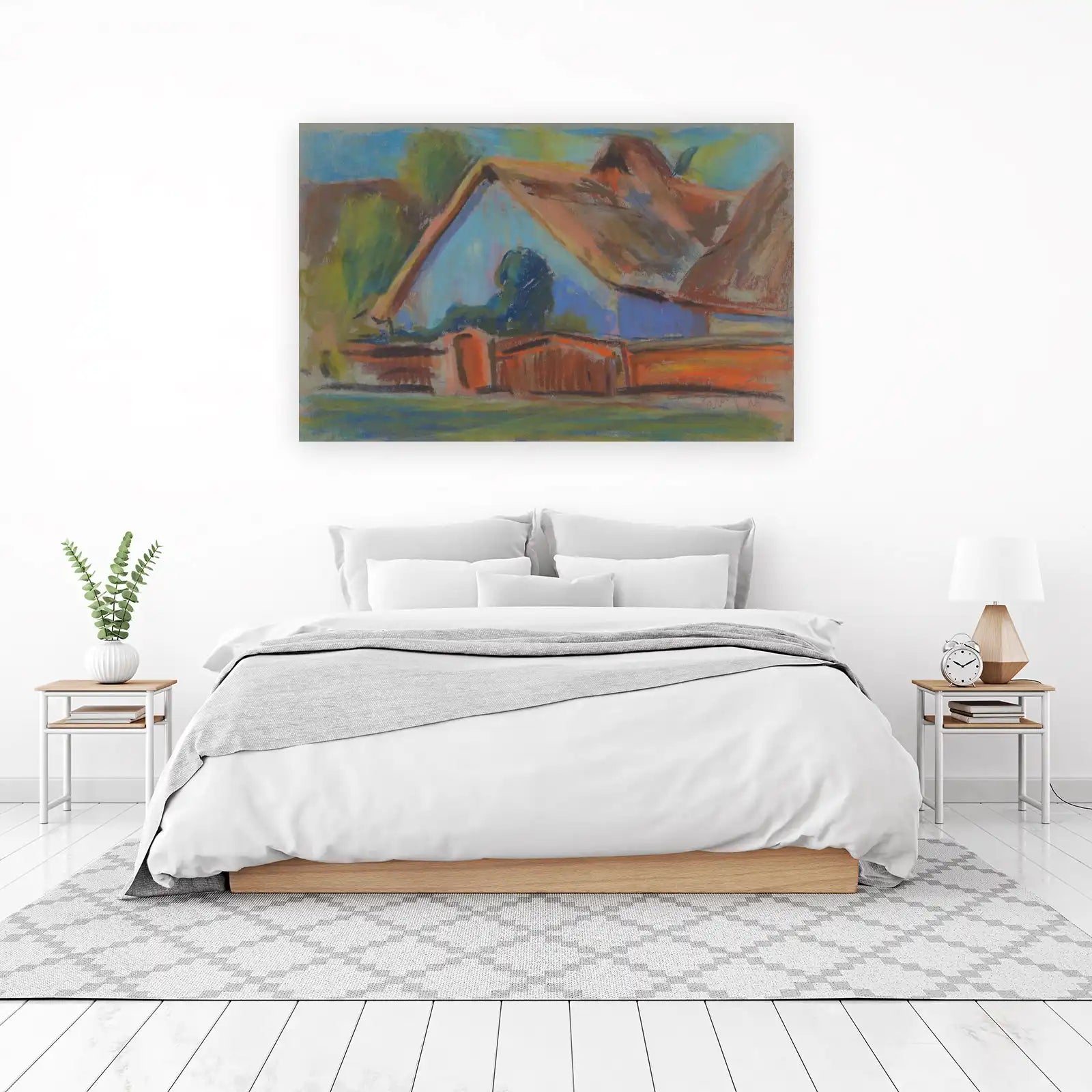 Rustic Barn Landscape Pastel Wall Art