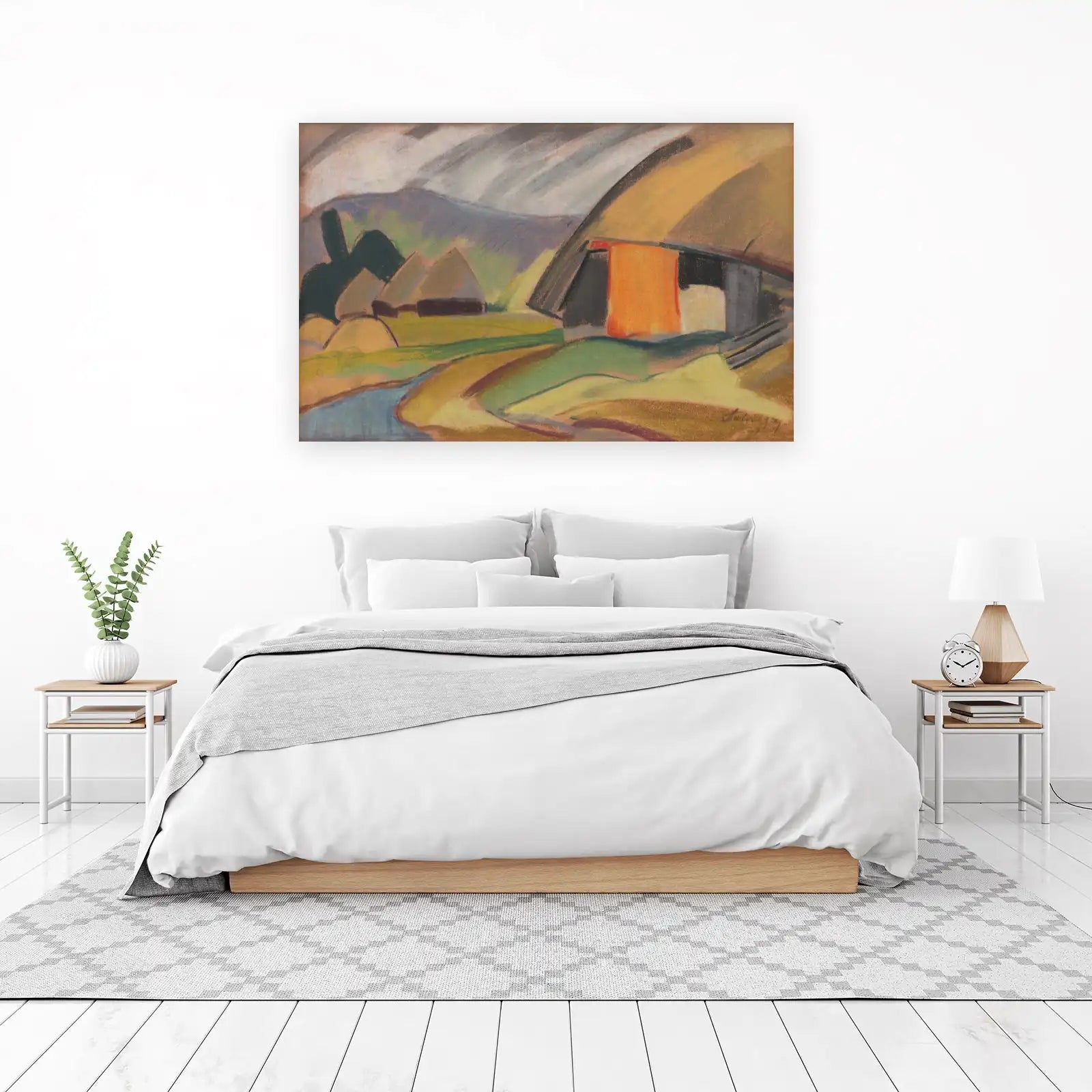 Pastel Landscape Village Wall Art - Cozy Home Decor