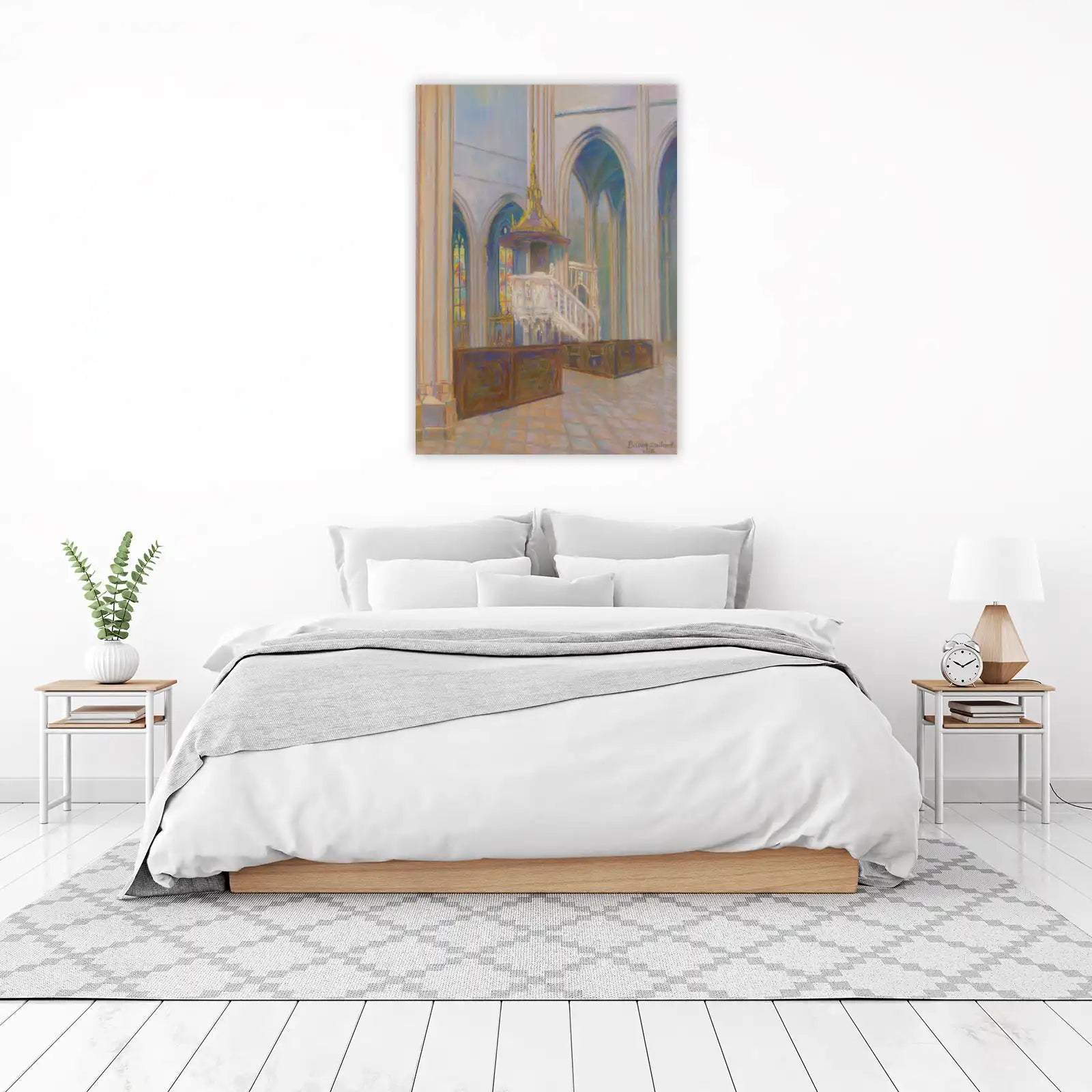 Serene Cathedral Interior Impressionist Wall Art